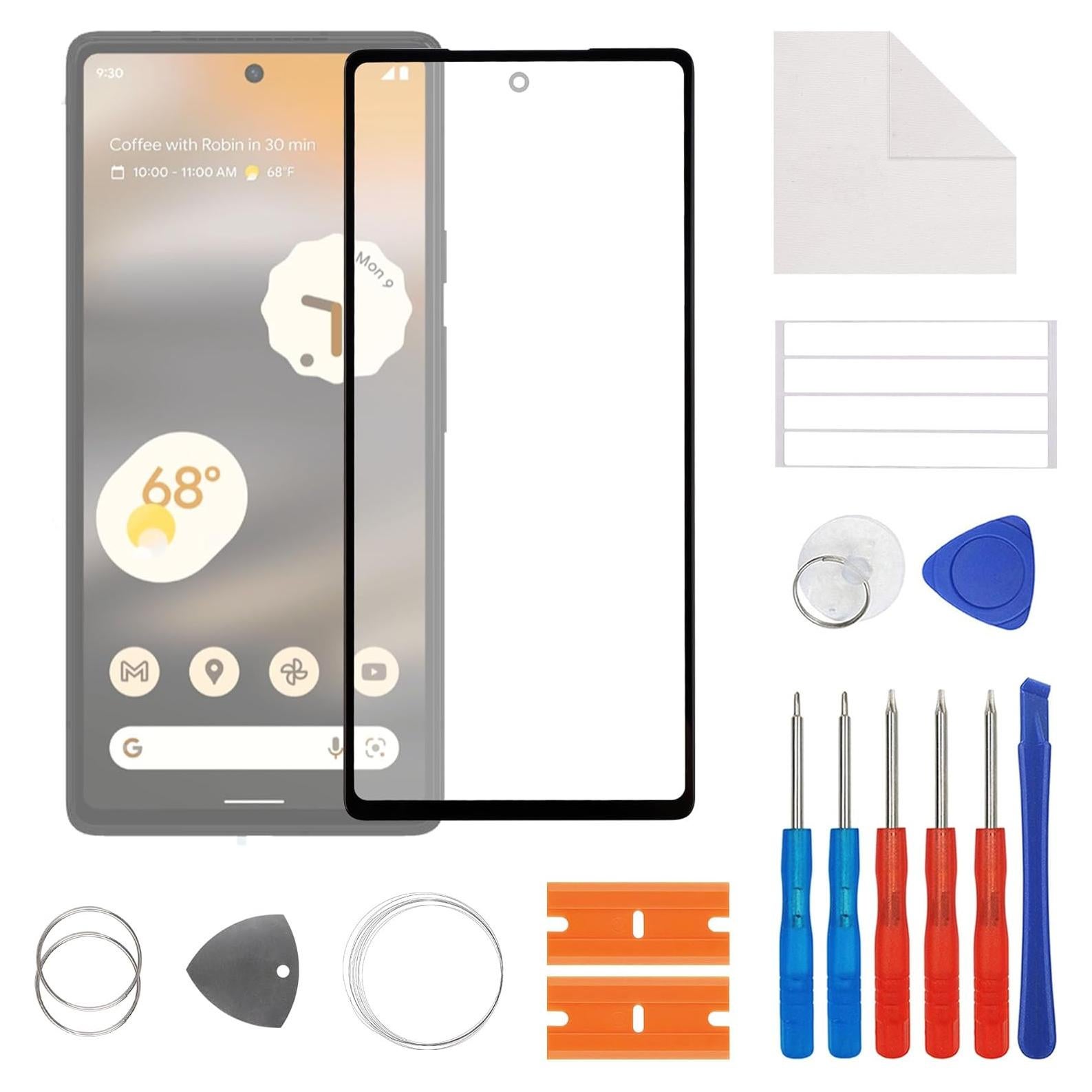 Lente de Vidrio Frontal Compatible Google Pixel 6A - Kit de Reparación