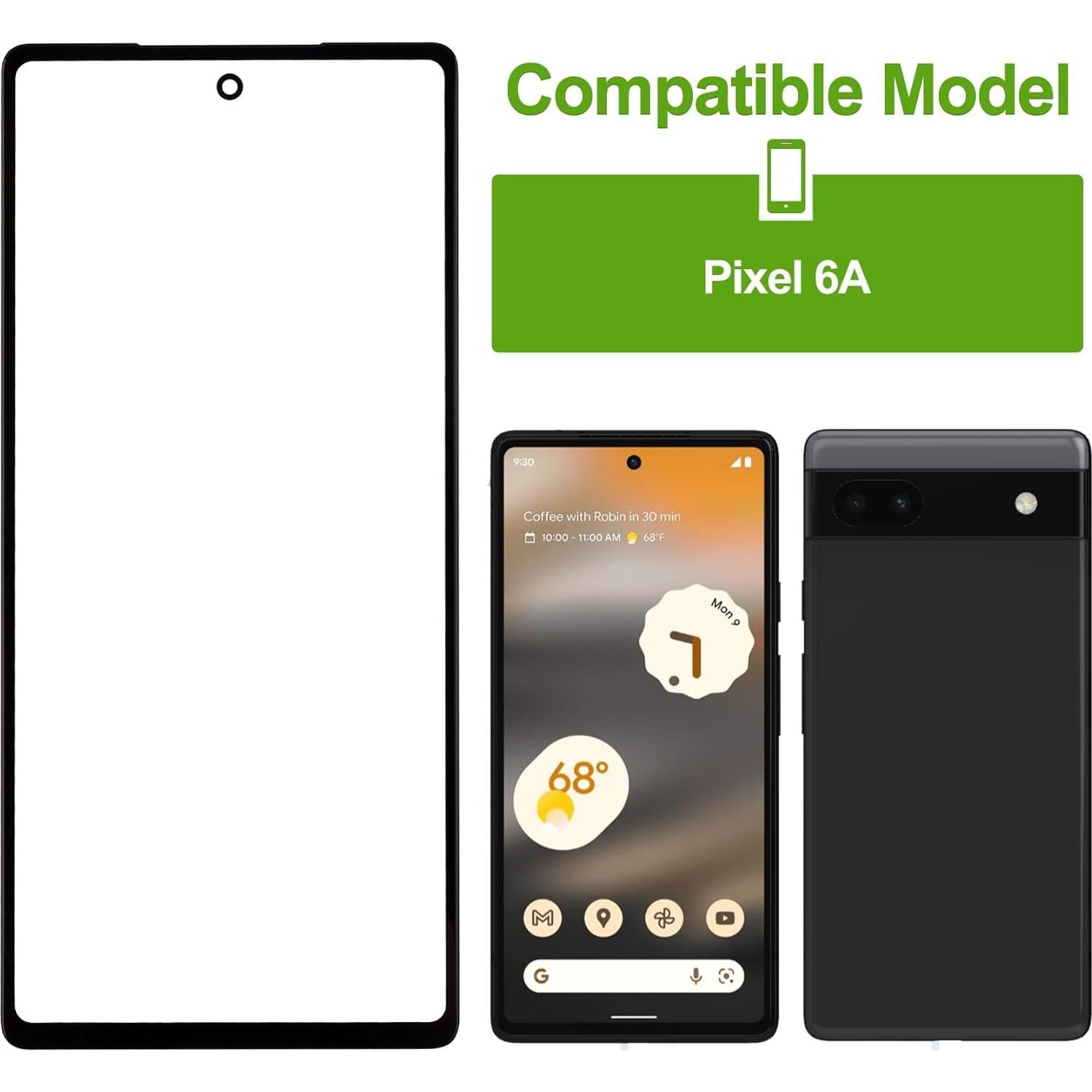 Lente de Vidrio Frontal Compatible Google Pixel 6A - Kit de Reparación
