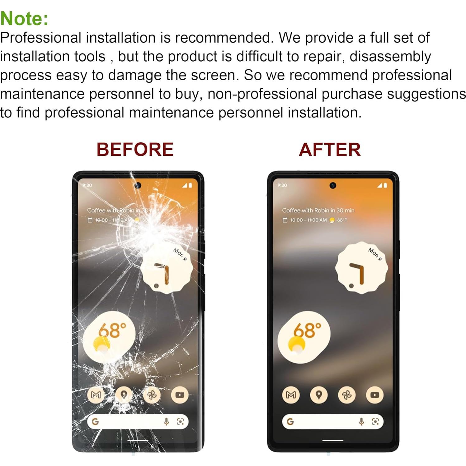 Lente de Vidrio Frontal Compatible Google Pixel 6A - Kit de Reparación