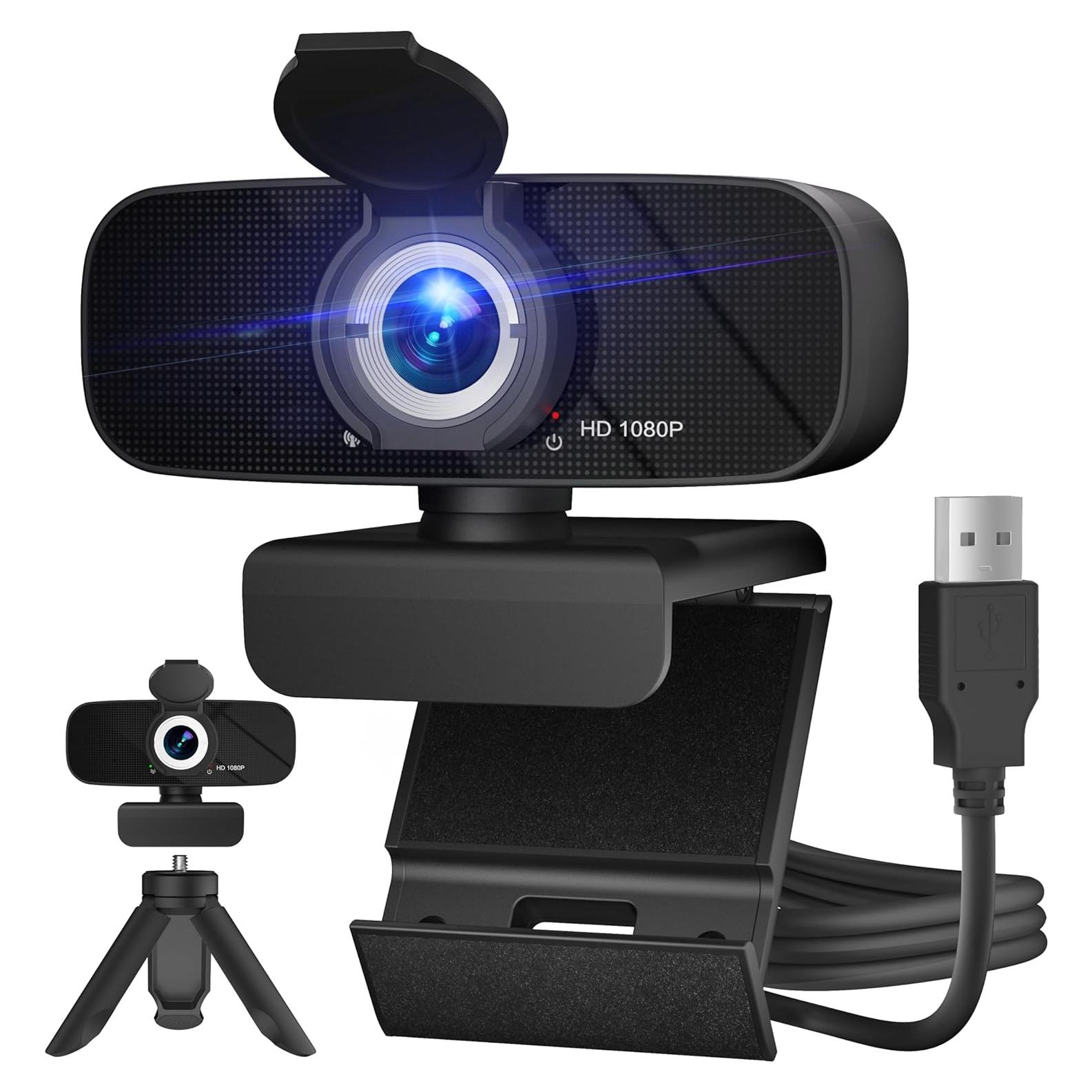 Cámara Web Full HD 1080P Ruwby con Micrófono y Trípode