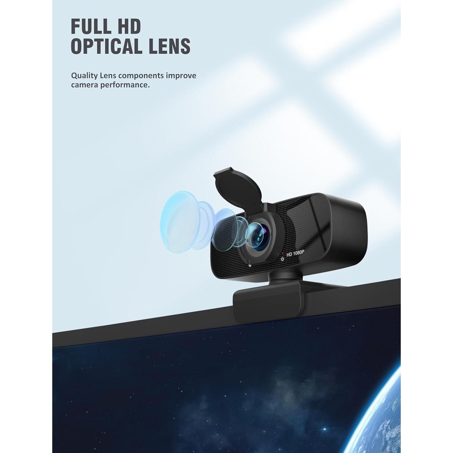 Cámara Web Full HD 1080P Ruwby con Micrófono y Trípode