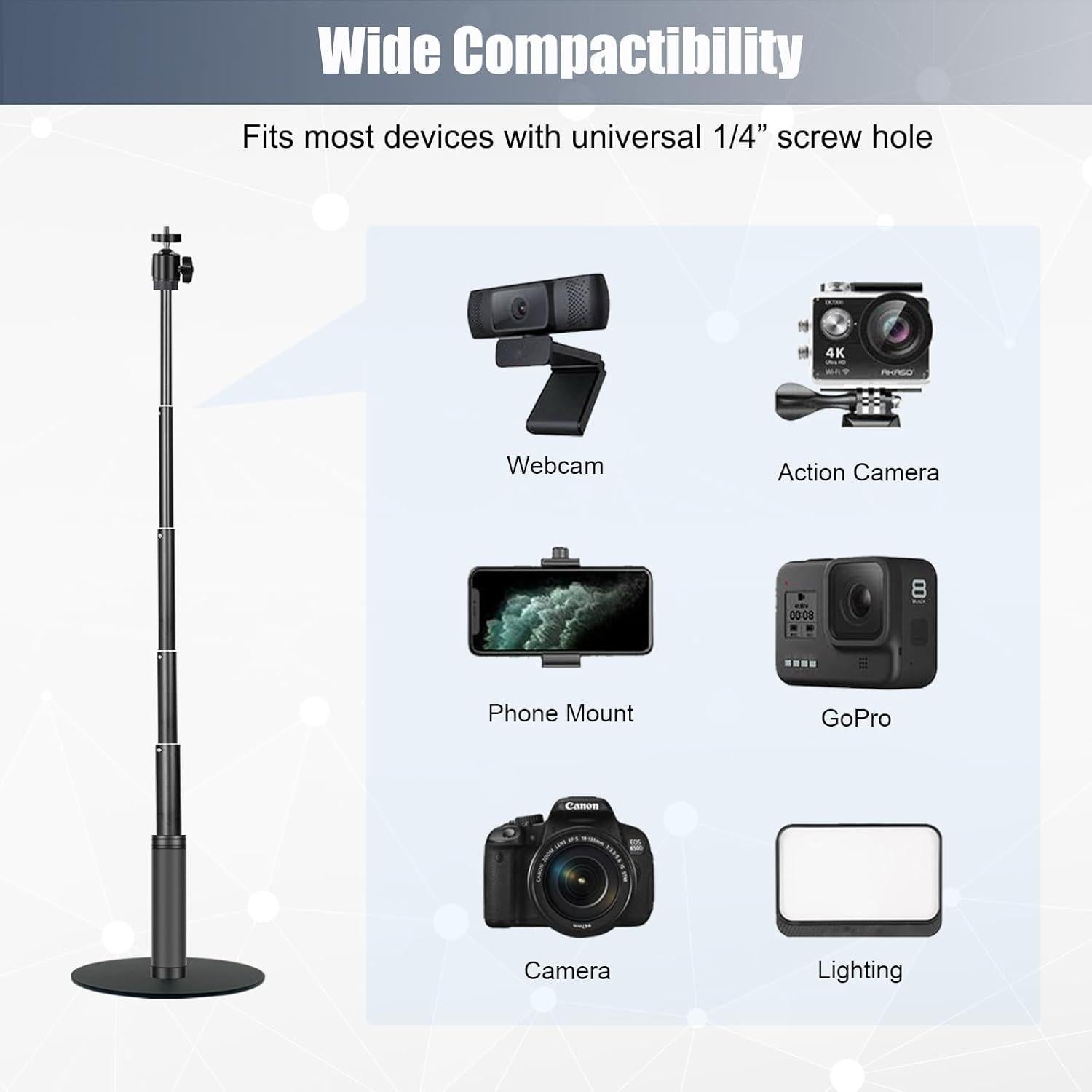 Soporte Webcam Ajustable JCWINY 28 Pulgadas Metal Rosa