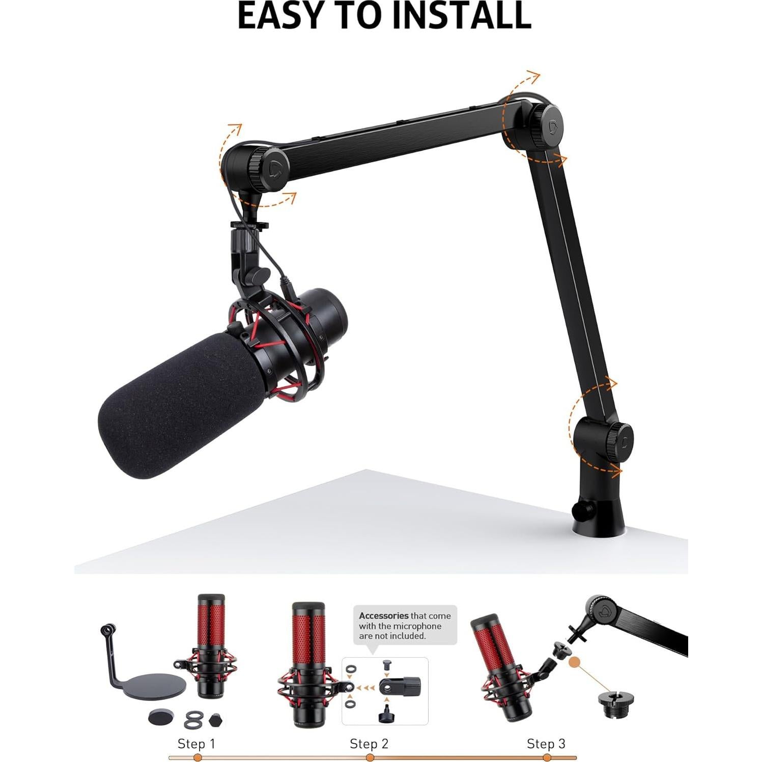 Brazo de Micrófono HyperX QuadCast con Filtro Pop 58.7cm