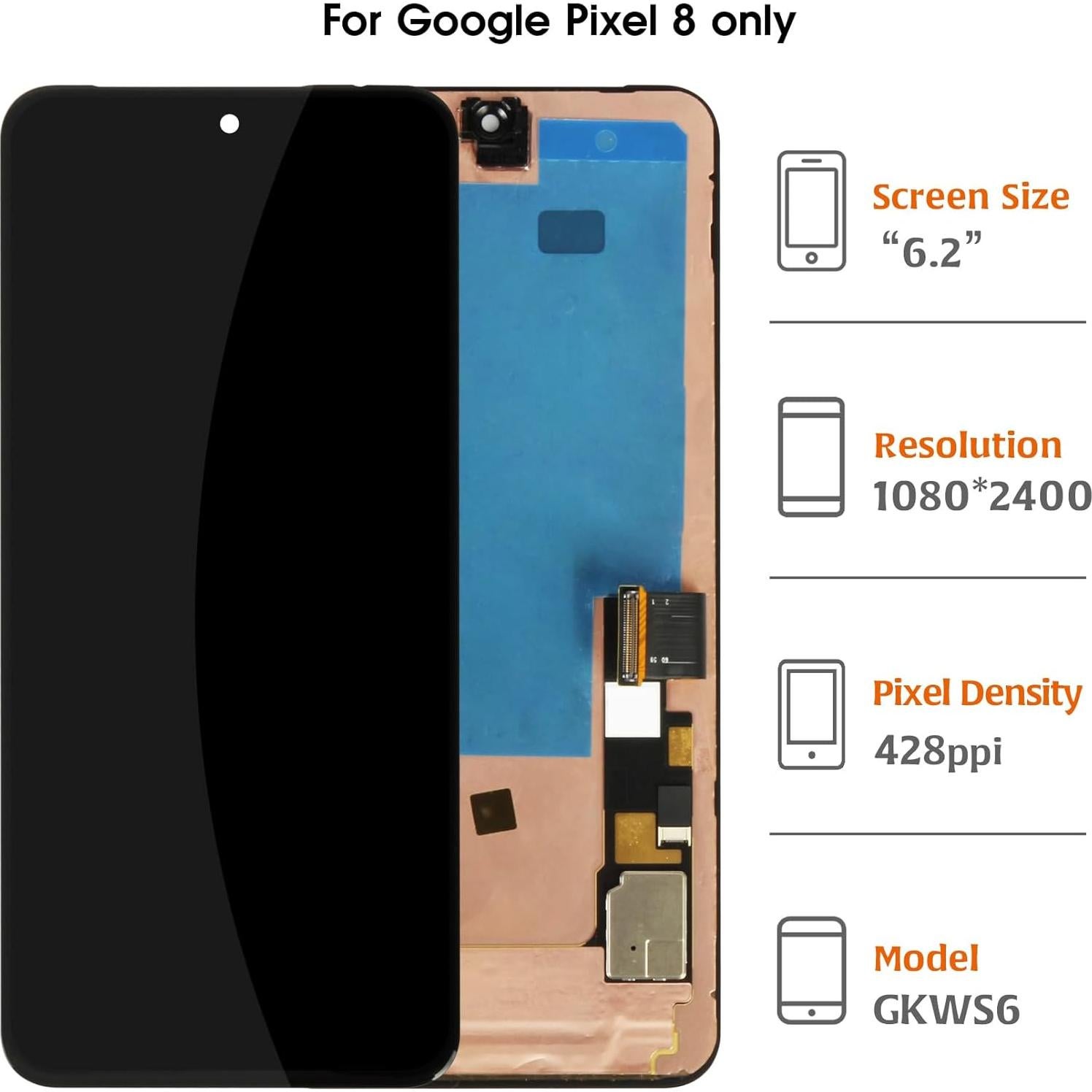 Pantalla OLED de Reemplazo para Google Pixel 8 con Marco Negro