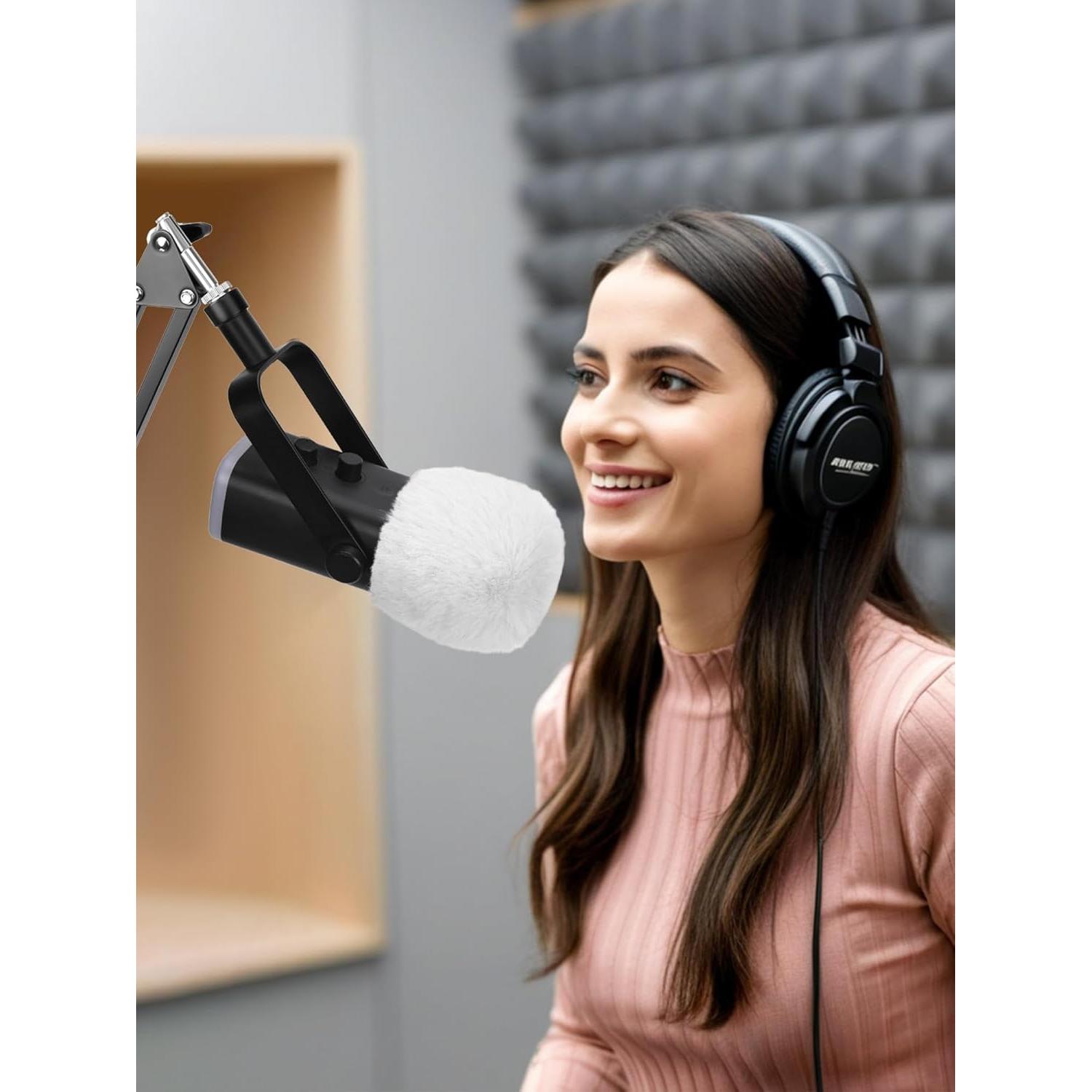 Filtro Pop Muff de Viento Peludo Blanco para Blue Yeti