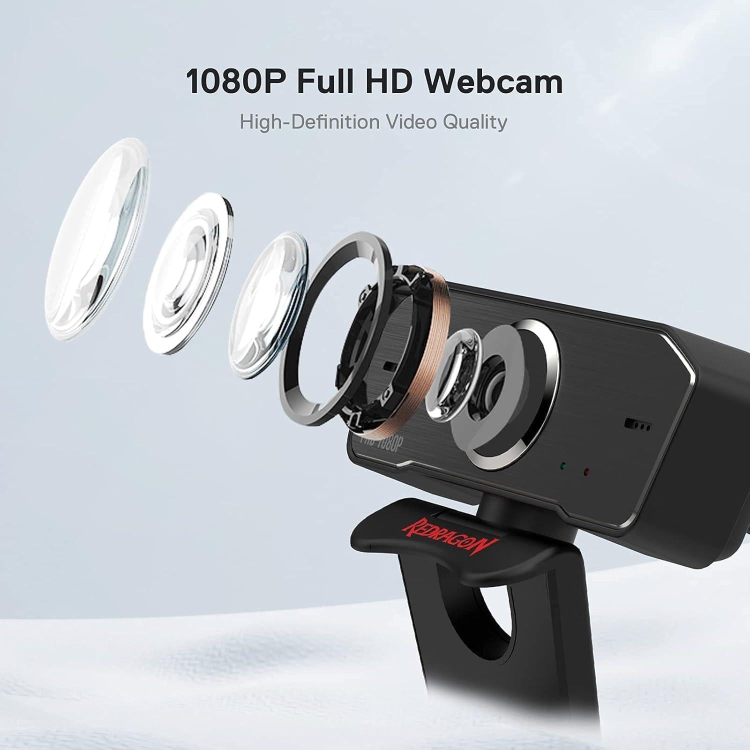 Webcam Redragon GW800 1080P USB 2.0 con micrófono dual