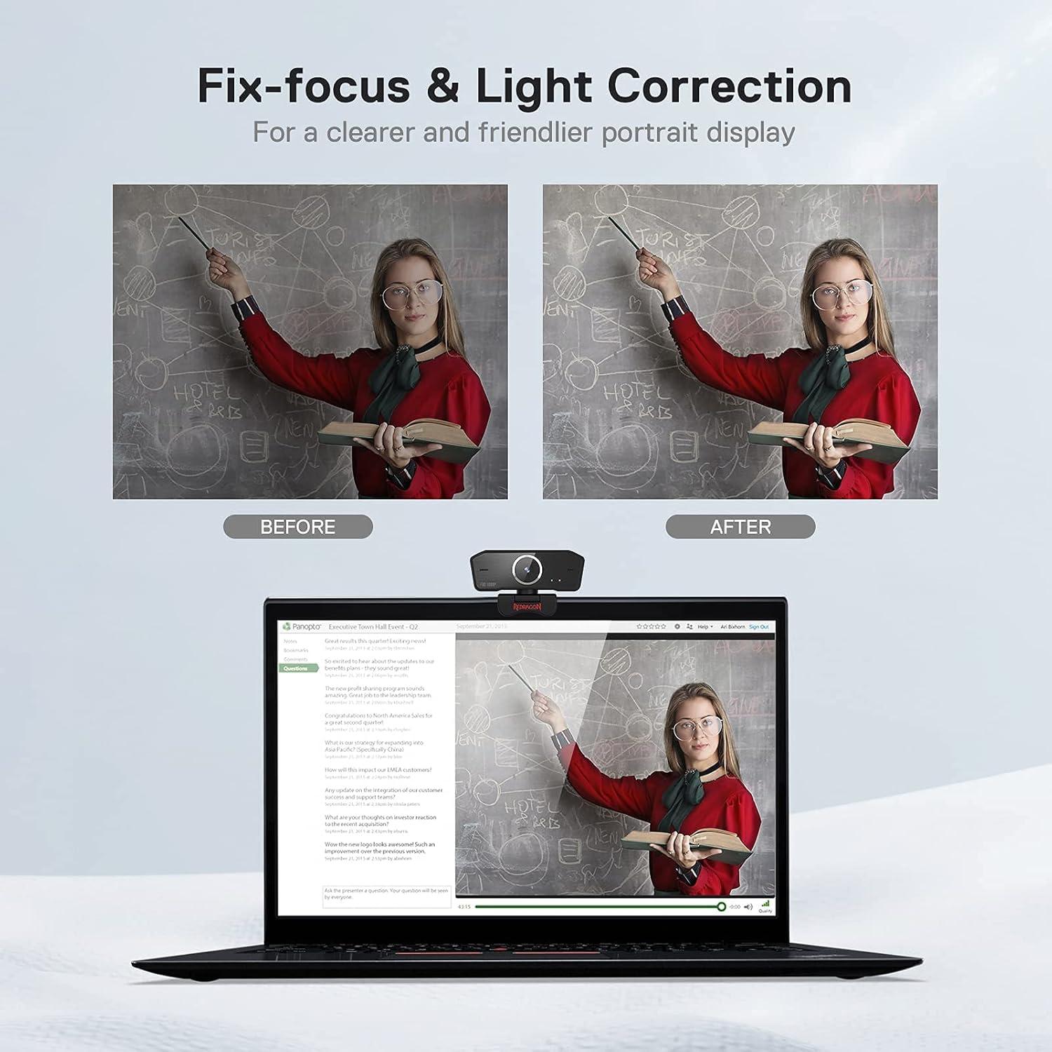 Webcam Redragon GW800 1080P USB 2.0 con micrófono dual