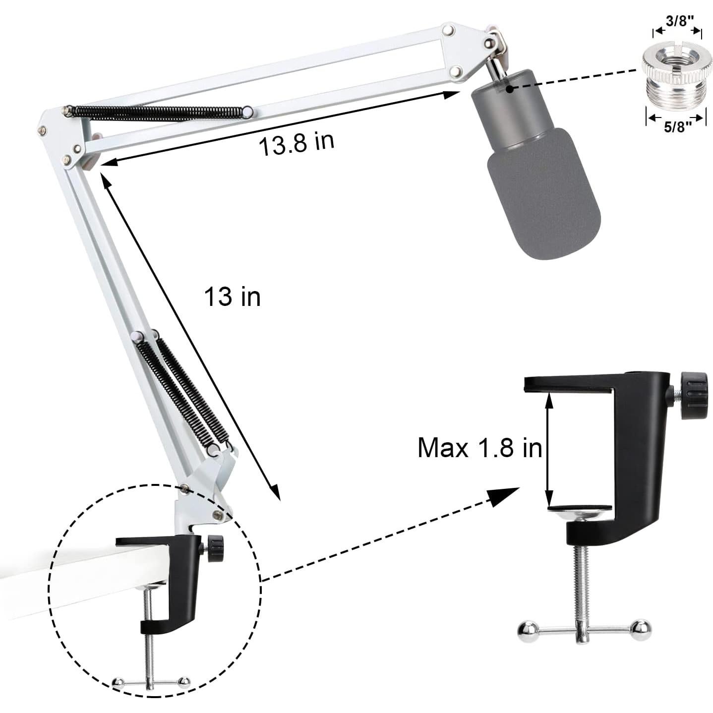 Brazo de Soporte para Micrófono Razer Seiren X Blanco con Filtro Antipop