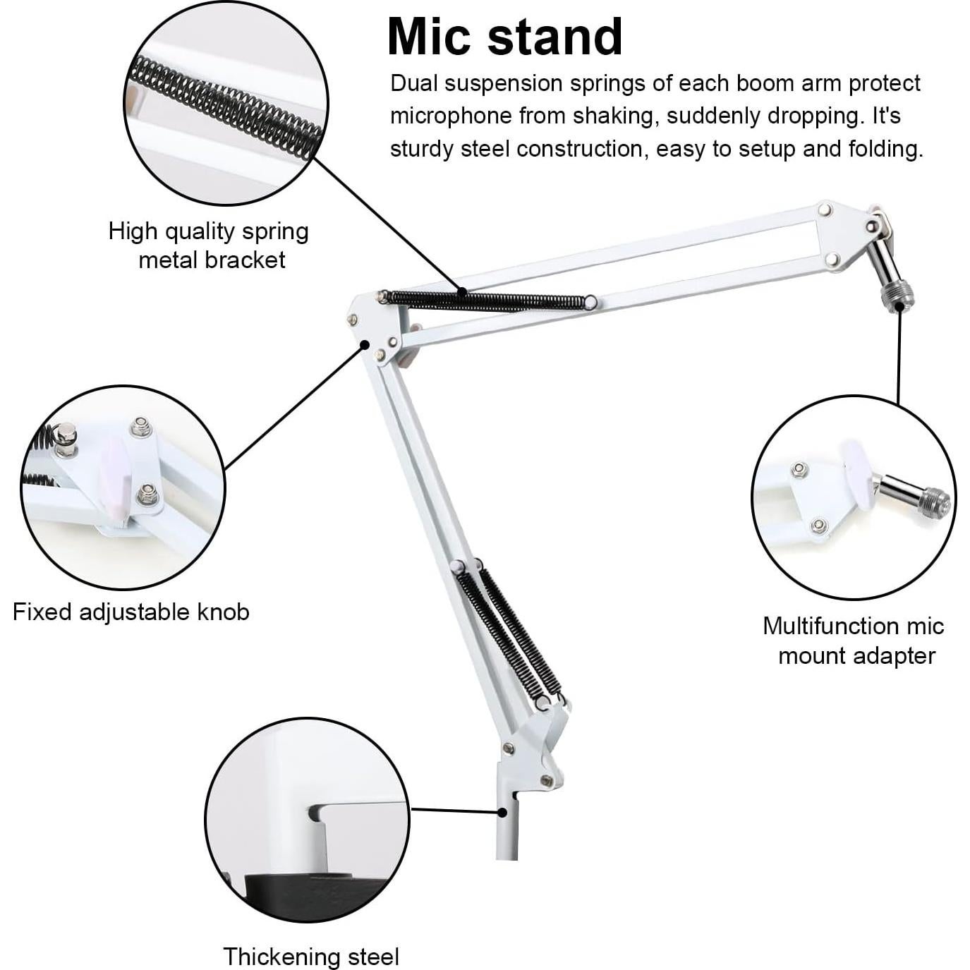Brazo de Soporte para Micrófono Razer Seiren X Blanco con Filtro Antipop