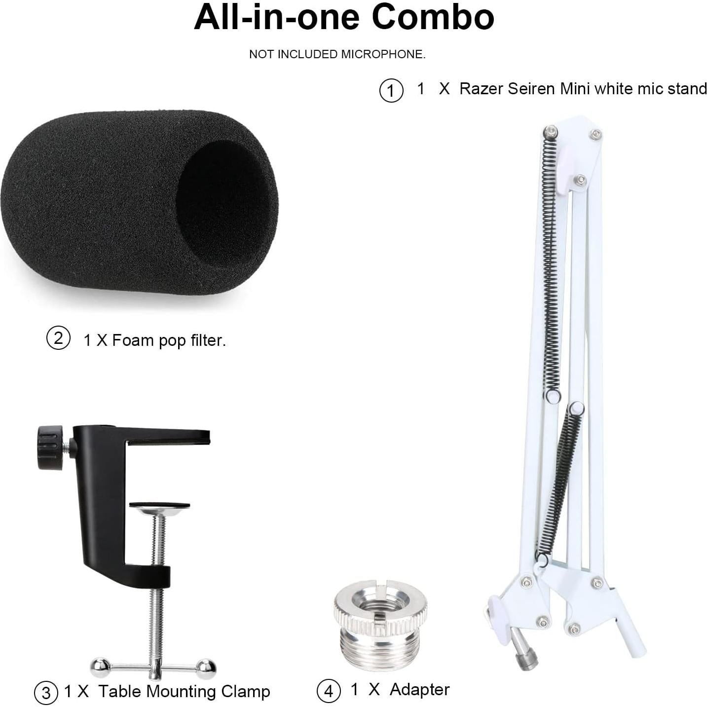 Brazo de Soporte para Micrófono Razer Seiren X Blanco con Filtro Antipop