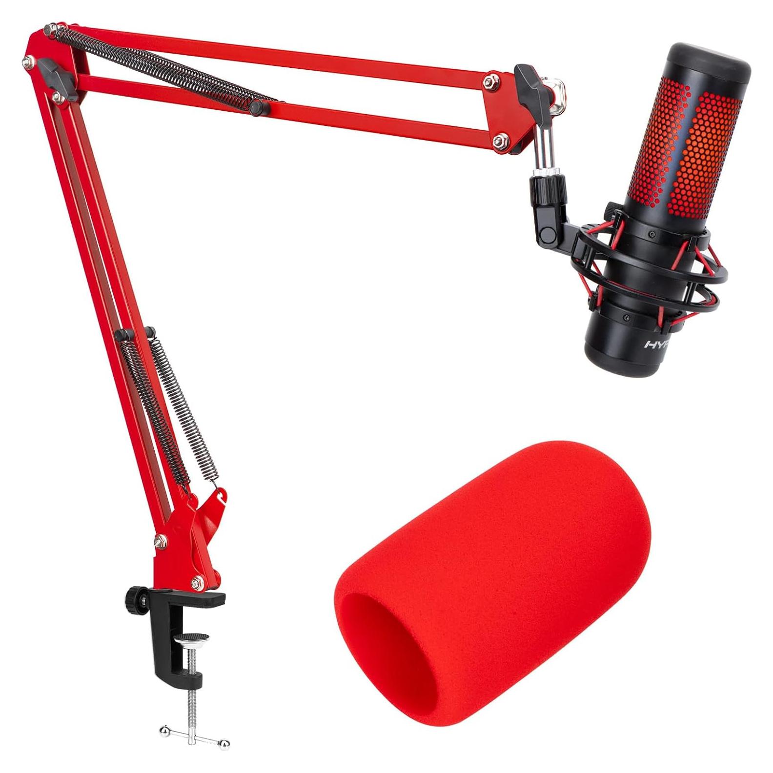 Brazo de Micrófono SUNMON Rojo para HyperX QuadCast con Filtro Pop