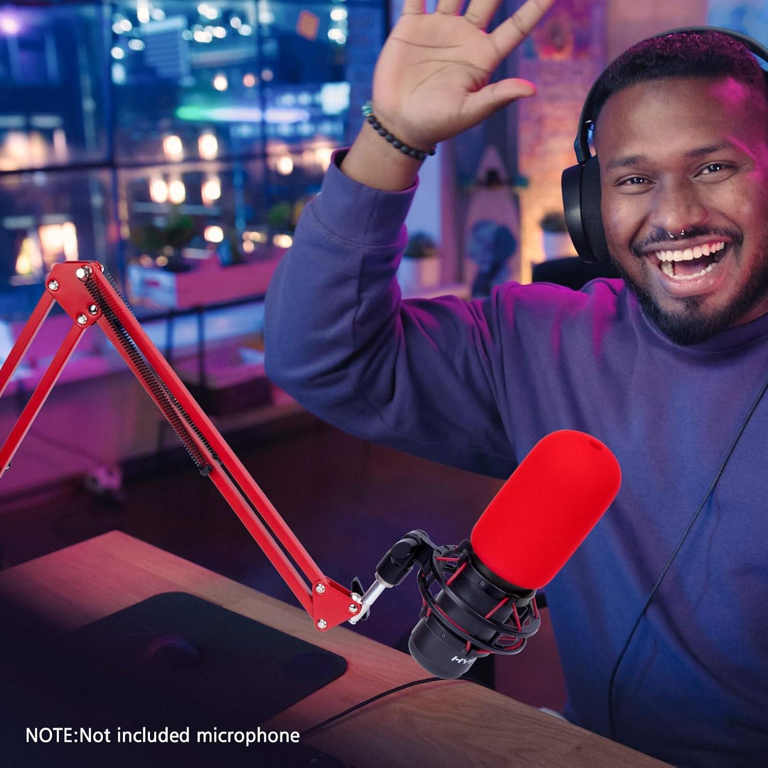 Brazo de Micrófono SUNMON Rojo para HyperX QuadCast con Filtro Pop