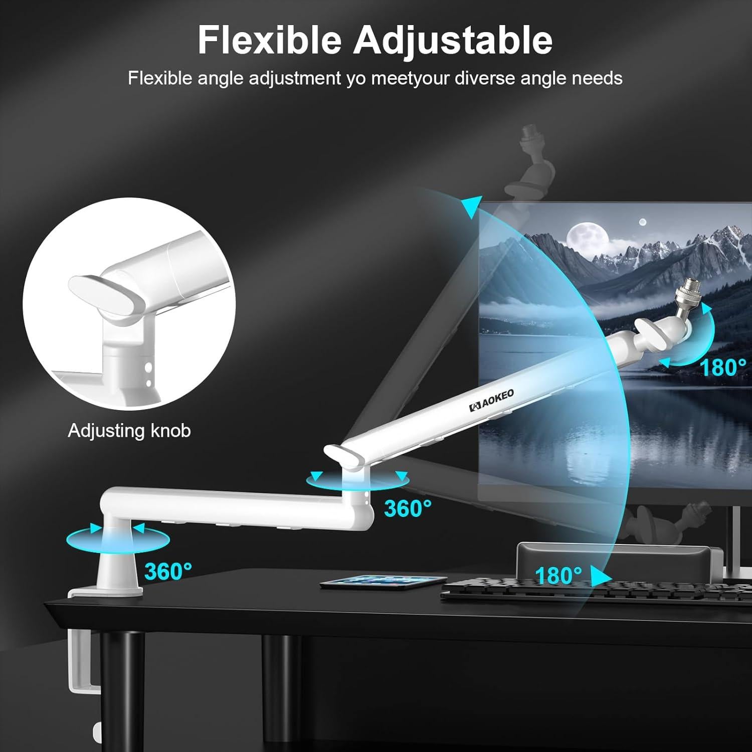 Brazo de Micrófono Aokeo AK-55 Ajustable Blanco 1.28 kg