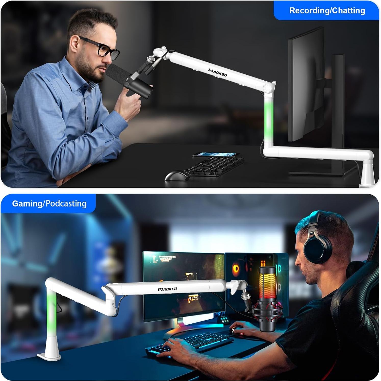 Brazo de Micrófono Aokeo AK-55 Ajustable Blanco 1.28 kg