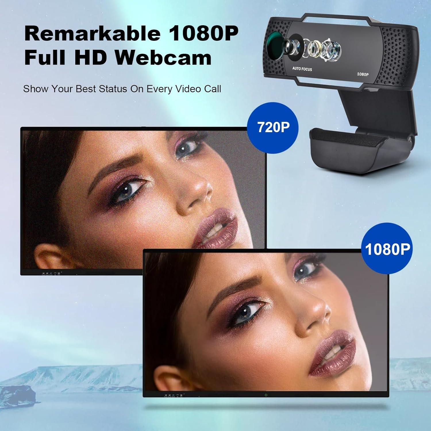 Cámara Web Full HD 1080P EACH con Enfoque Automático y Doble Micrófono