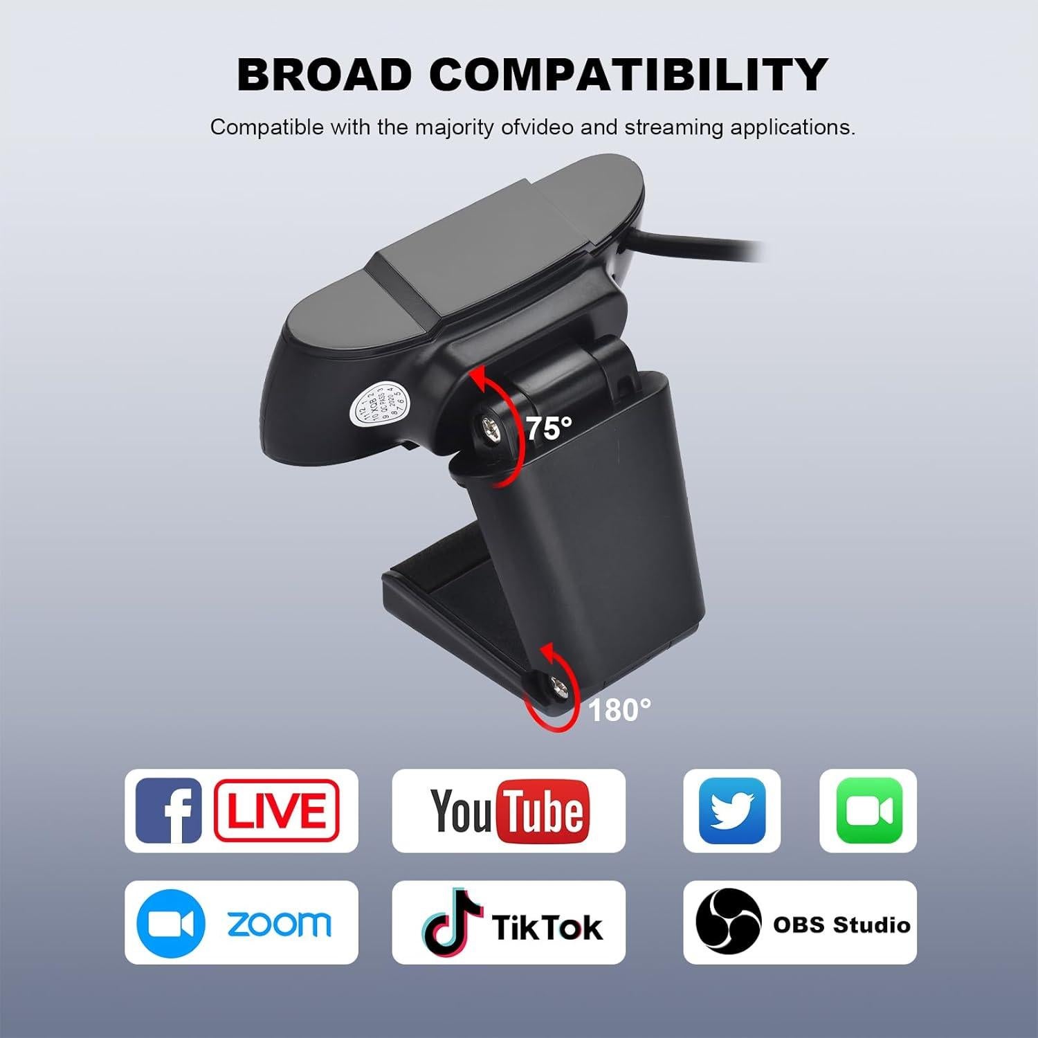 Cámara Web Full HD 1080P EACH con Enfoque Automático y Doble Micrófono