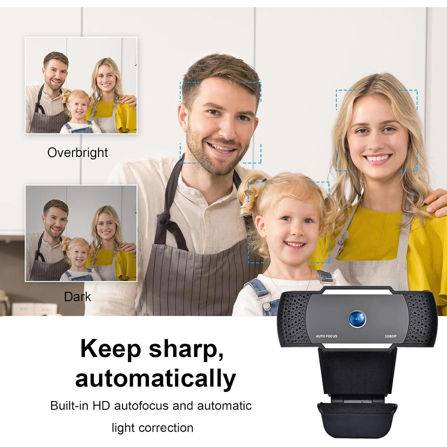 Cámara Web Full HD 1080P EACH con Enfoque Automático y Doble Micrófono