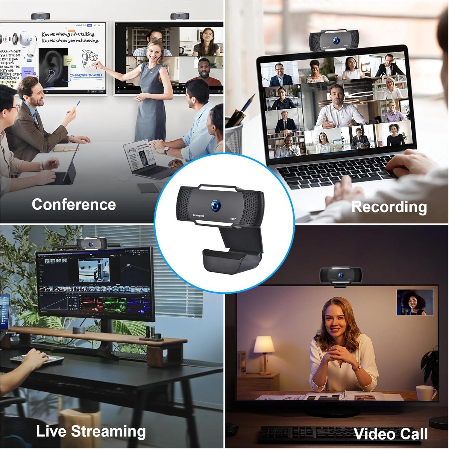 Cámara Web Full HD 1080P EACH con Enfoque Automático y Doble Micrófono