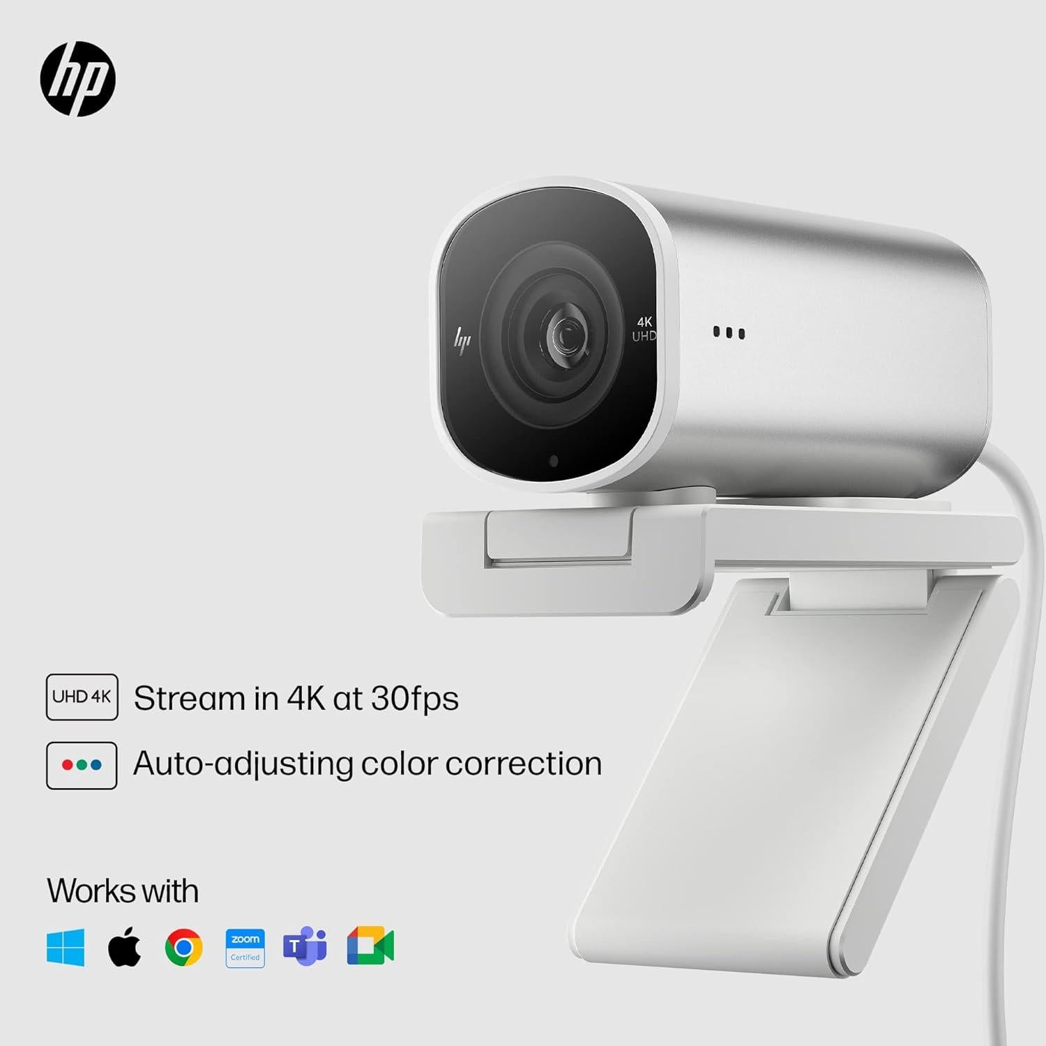 Webcam HP 960 4K Streaming - Cámara 30 FPS, Micrófonos Duales