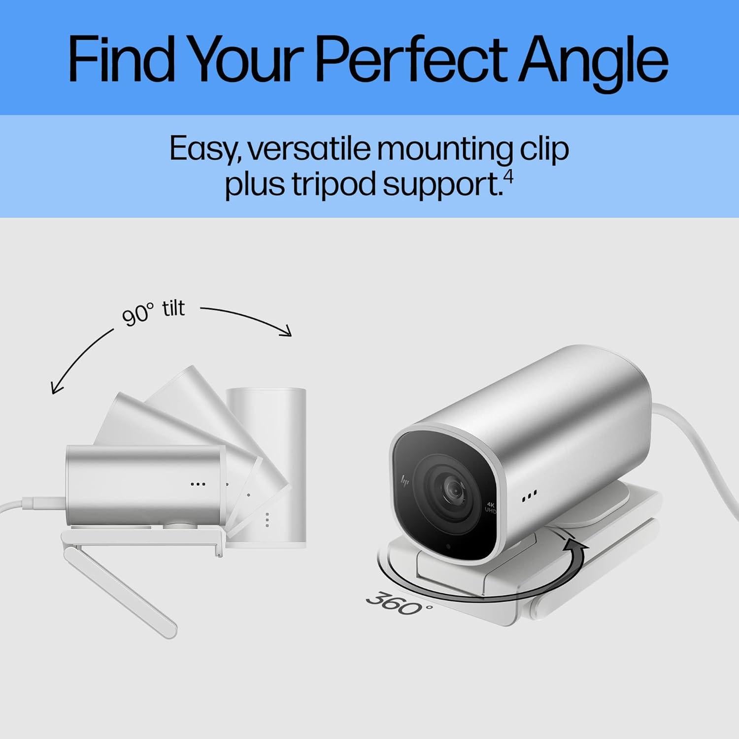 Webcam HP 960 4K Streaming - Cámara 30 FPS, Micrófonos Duales