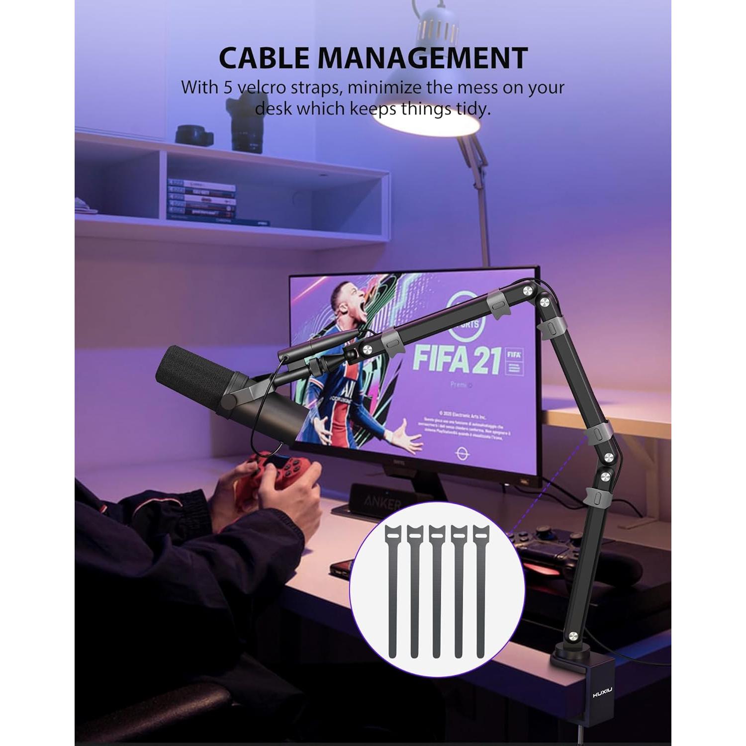 Brazo de Micrófono Ajustable KU XIU de Aluminio Negro 68 cm