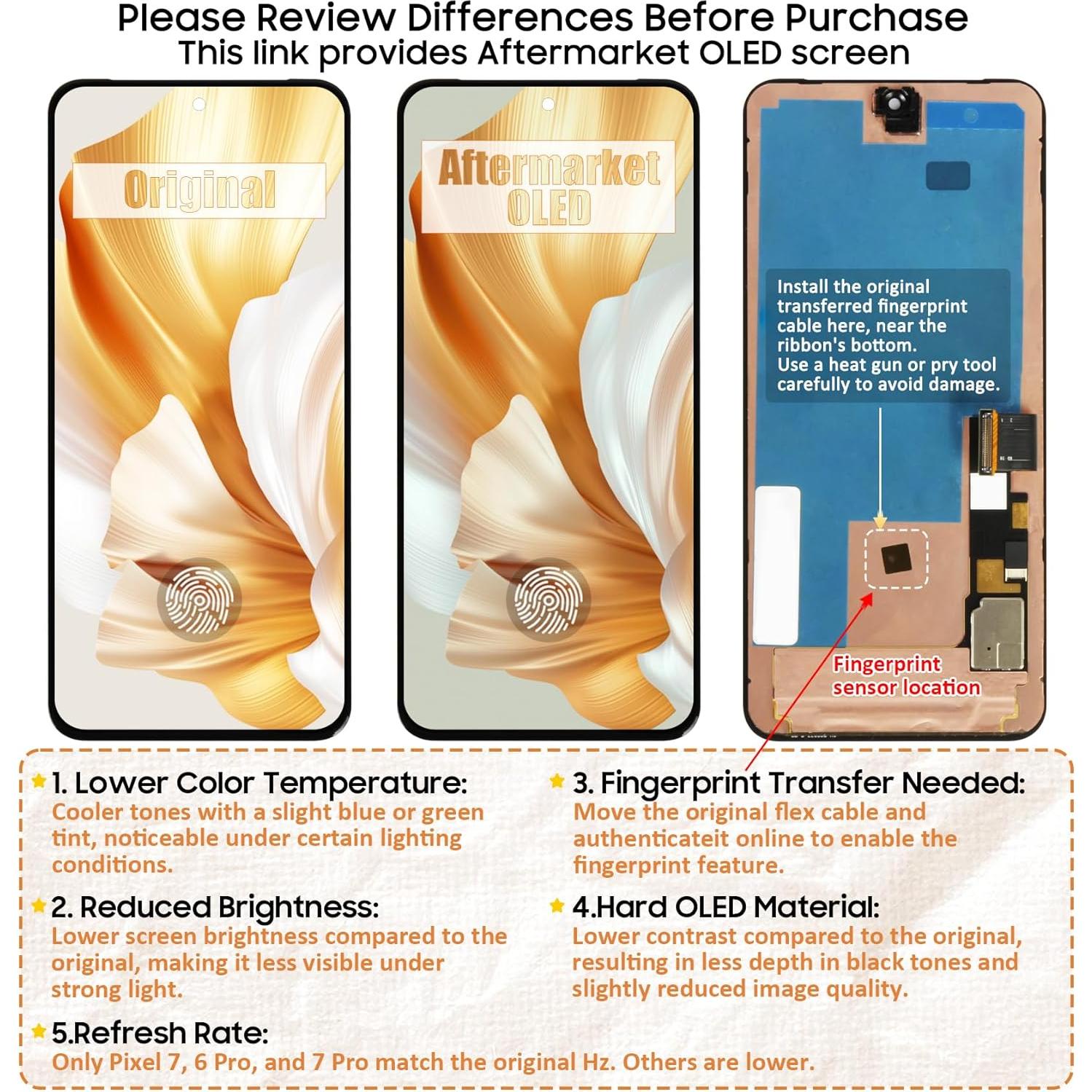 Reemplazo Pantalla OLED Google Pixel 8 Pro 6.7" con Marco