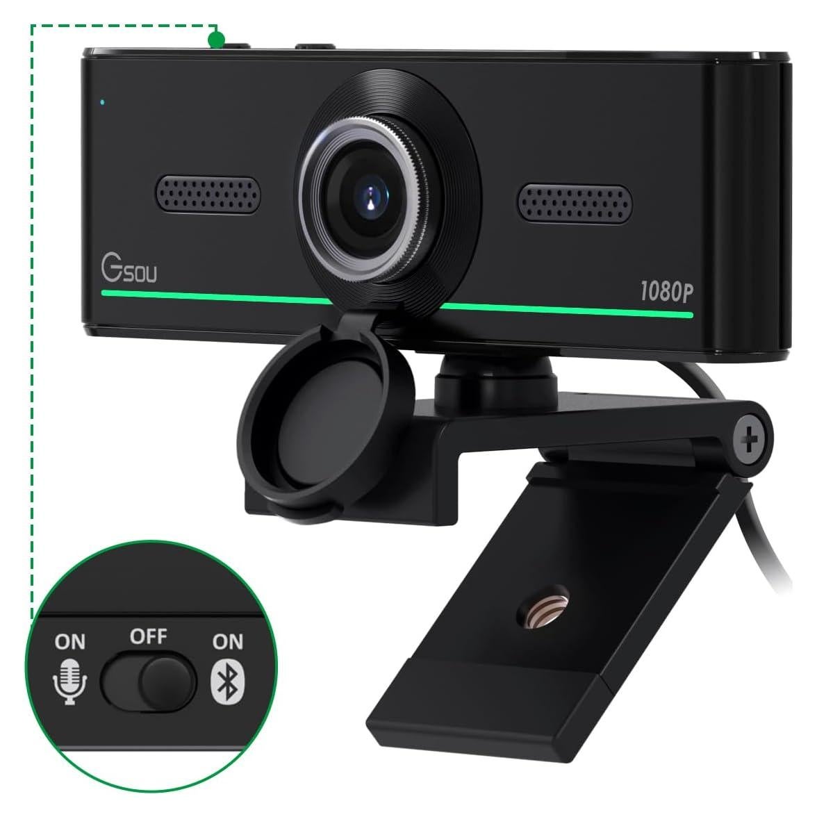 Cámara Web Gsou 1080P con Micrófono y Bluetooth - HD