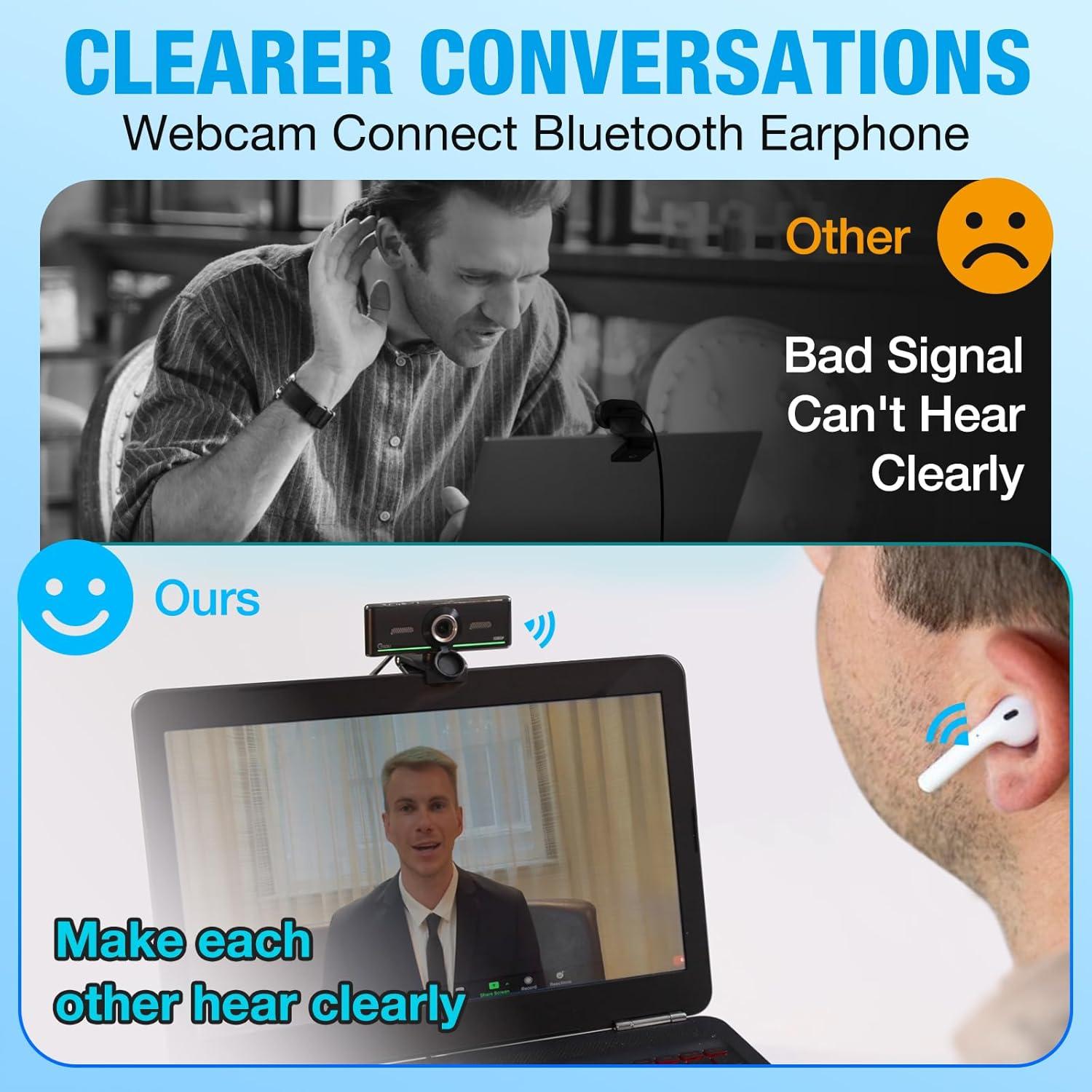 Cámara Web Gsou 1080P con Micrófono y Bluetooth - HD