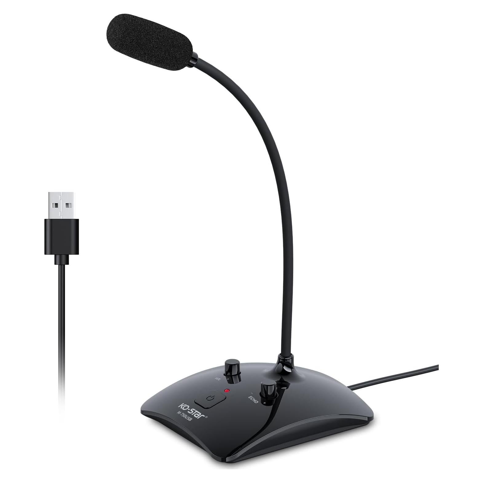 Micrófono de Condensador Omnidireccional KO-STAR USB Negro