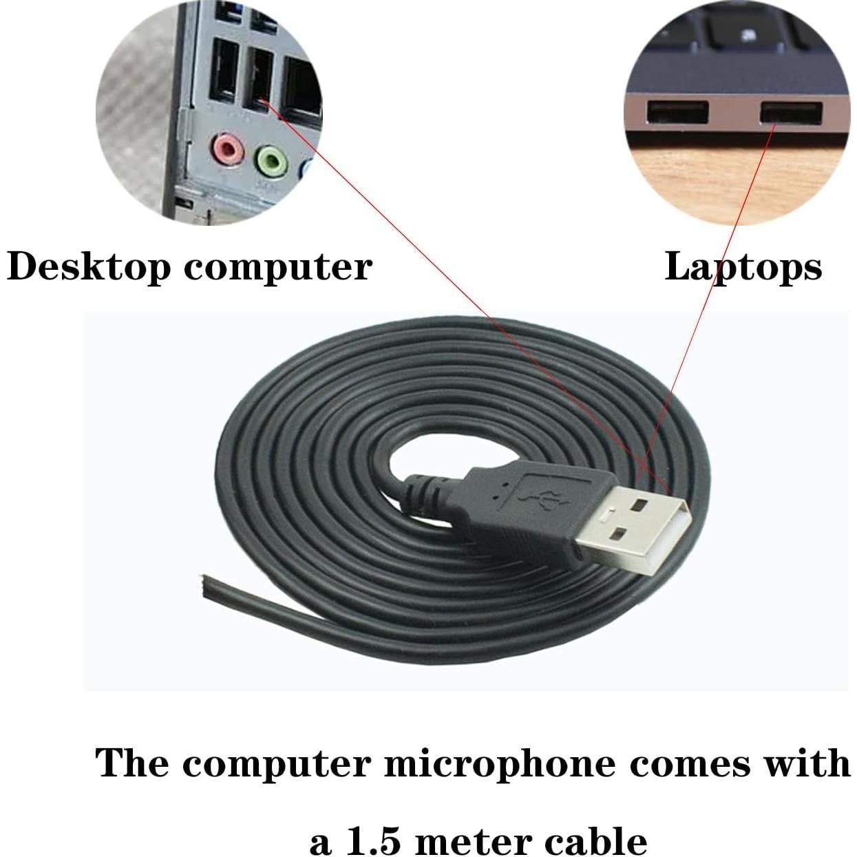 Micrófono USB LANDIBO K050 Omnidireccional 1.45m Plug and Play