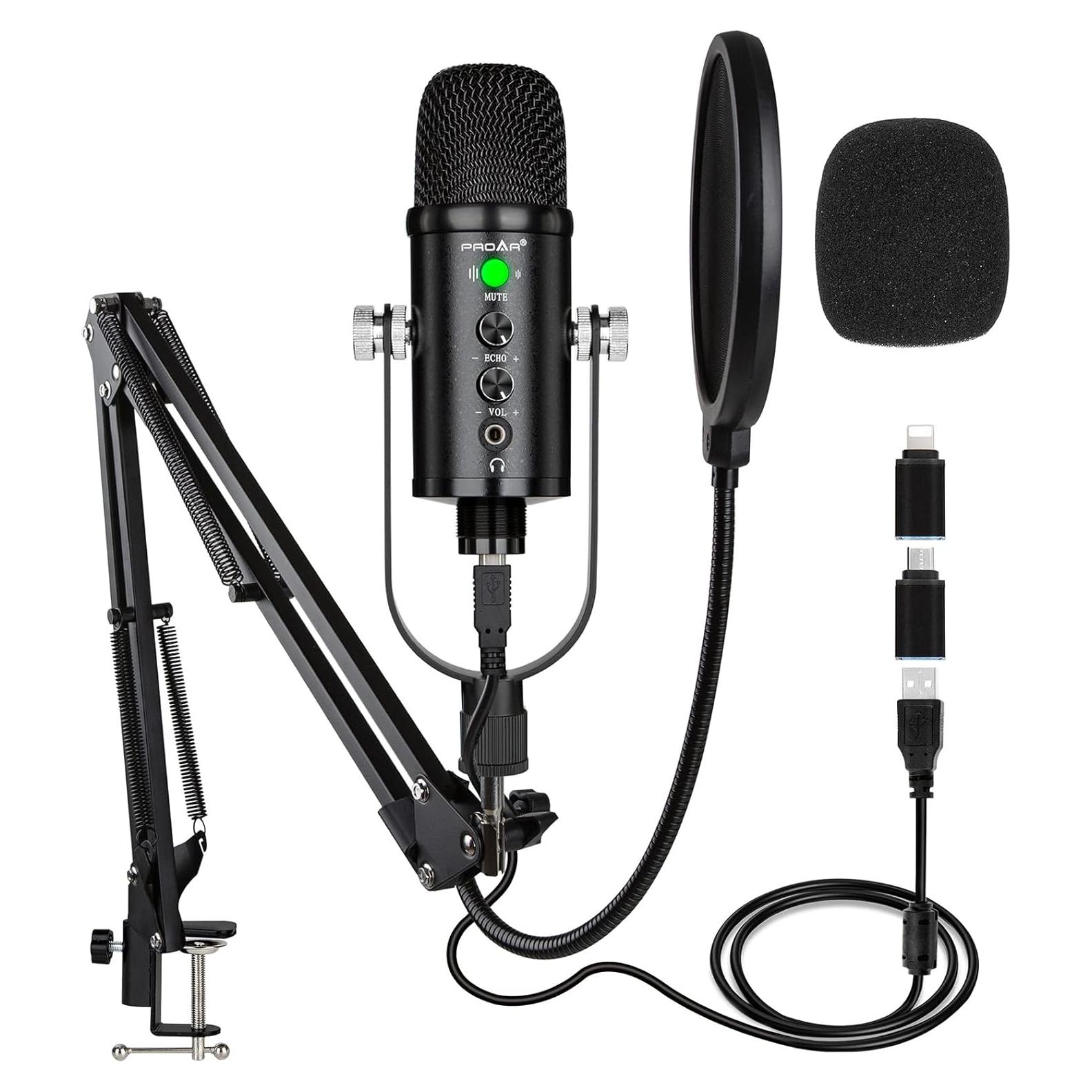 Micrófono de Condensador USB PROAR S-86 para PC y Podcast