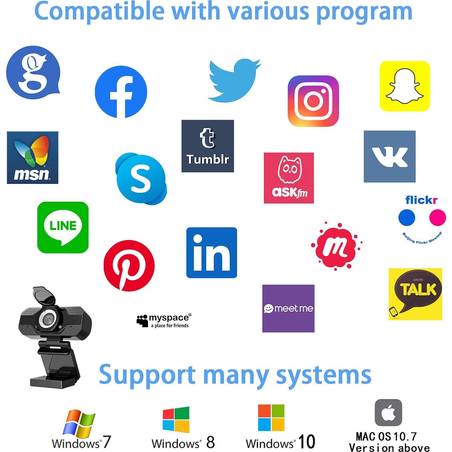 Cámara Web HD 1080P YOUPECK con Micrófono y Lente Gran Angular