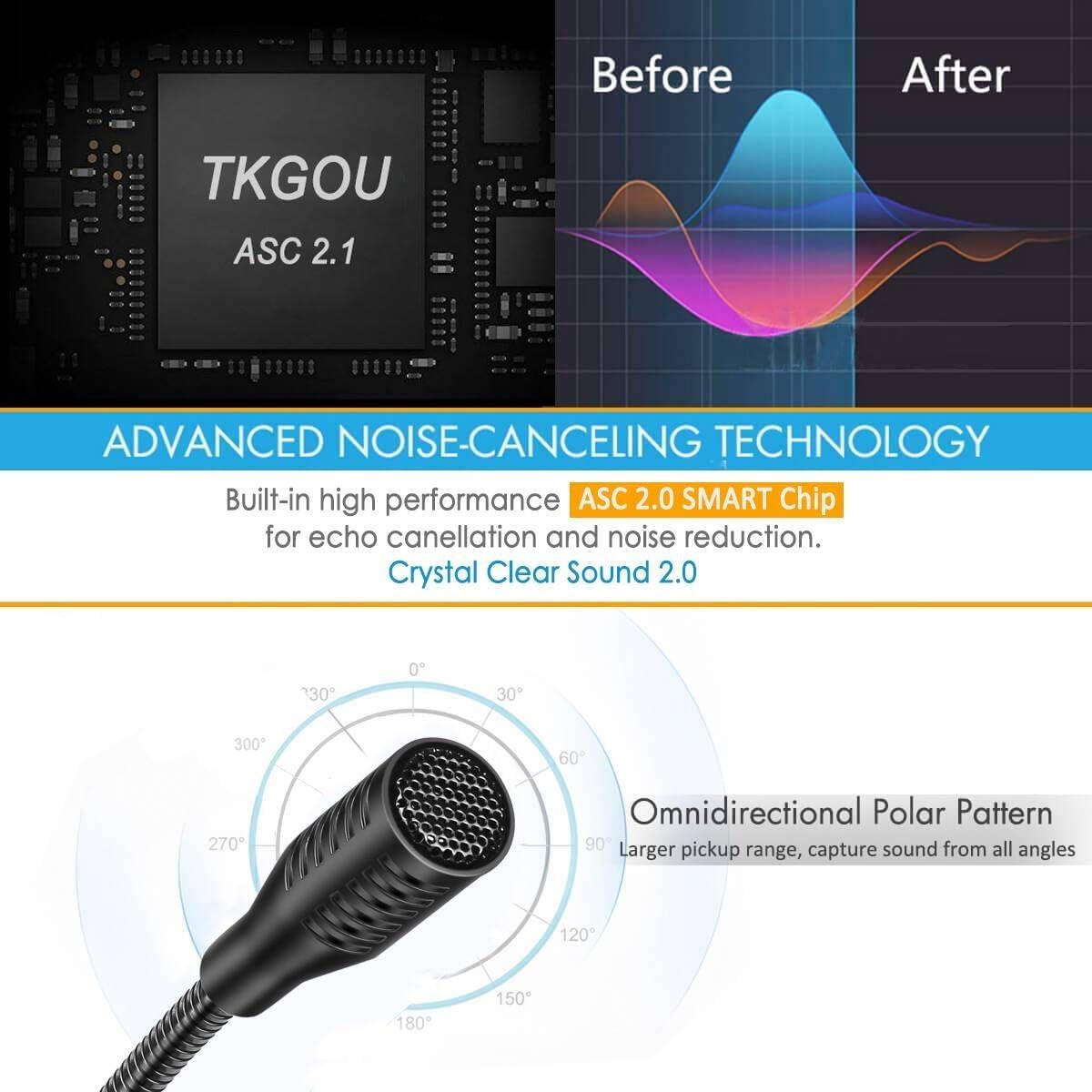 Micrófono USB TKGOU UM6 con cuello de ganso y cancelación de ruido