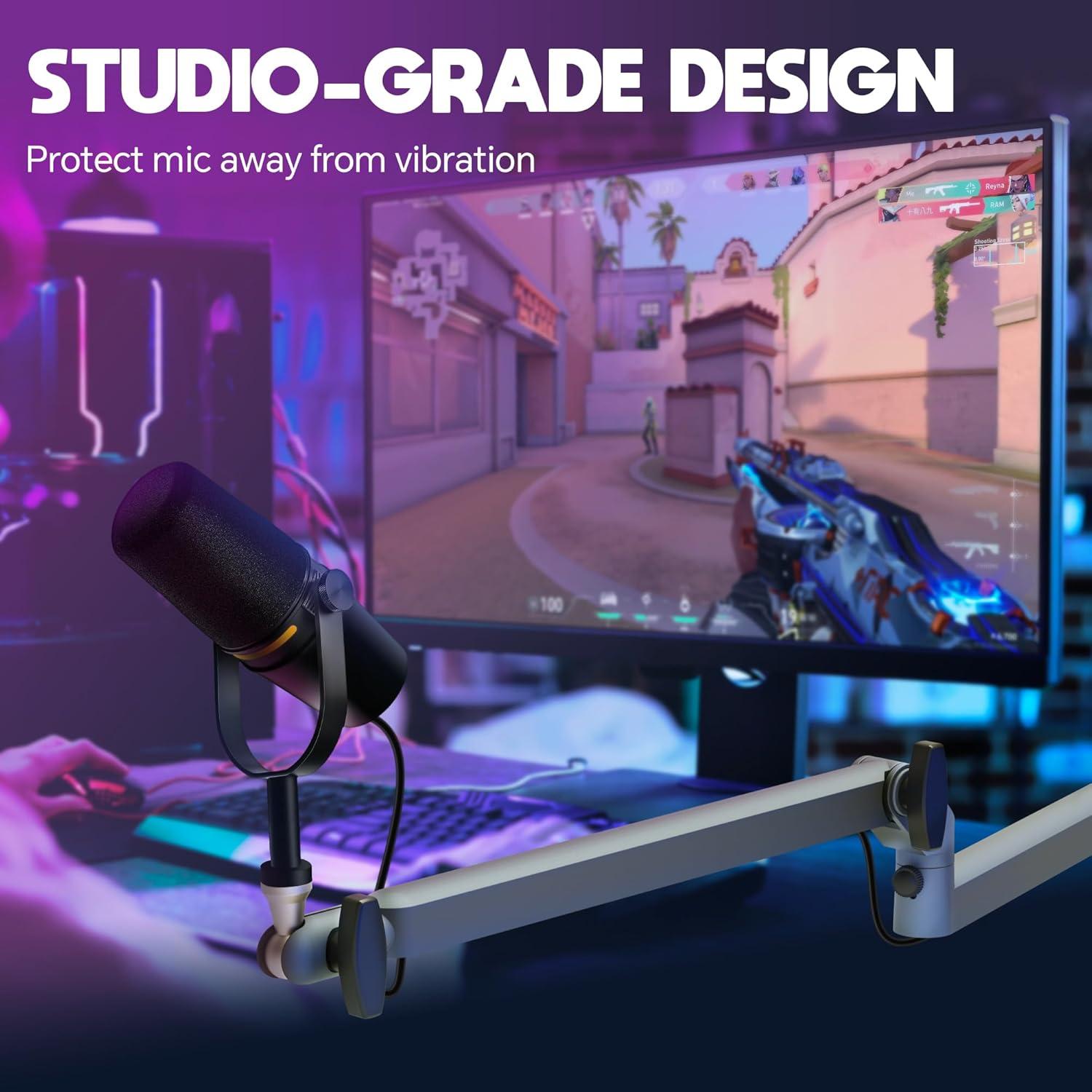 Brazo de Micrófono Ajustable AS17-GRIS para Blue Yeti y Shure