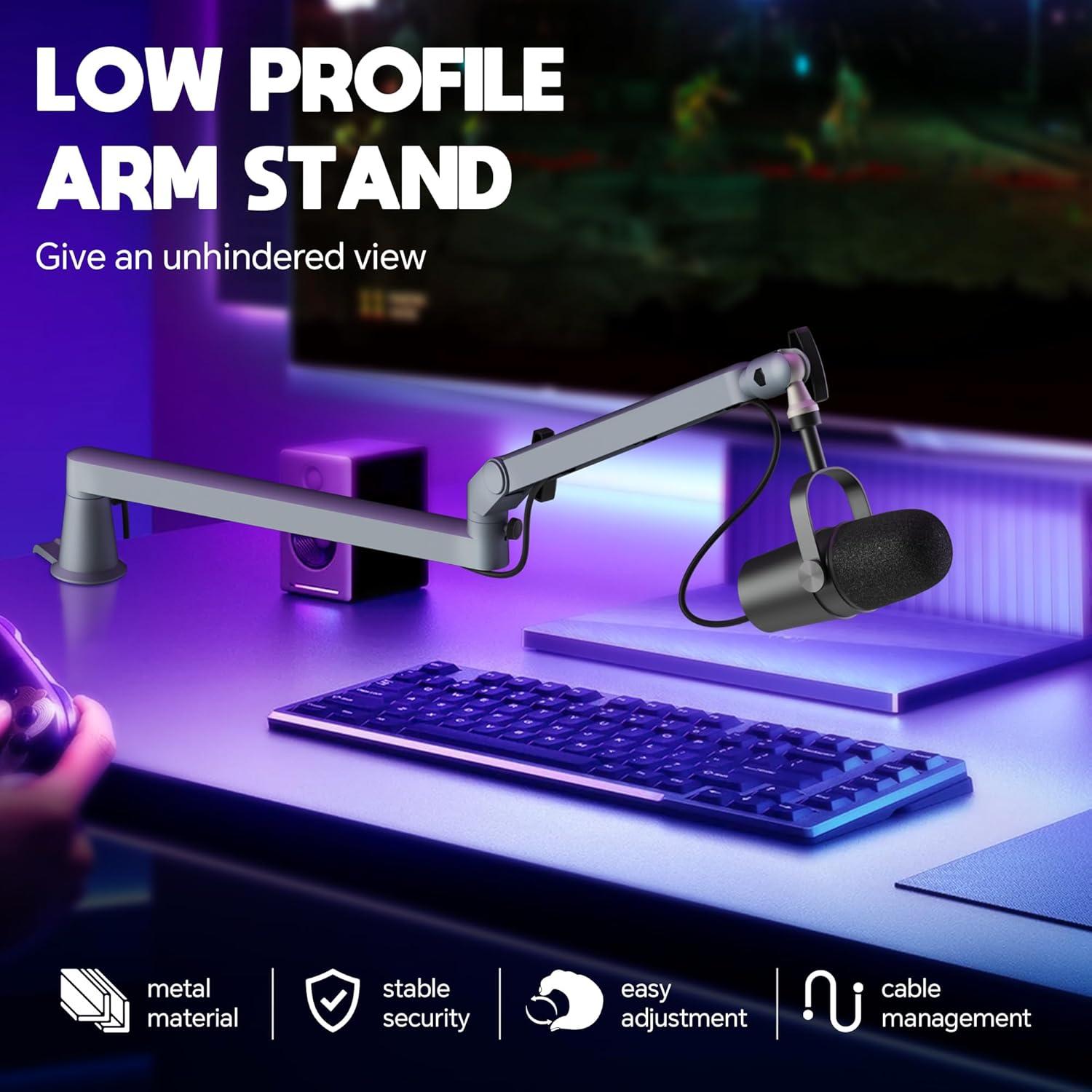 Brazo de Micrófono Ajustable AS17-GRIS para Blue Yeti y Shure