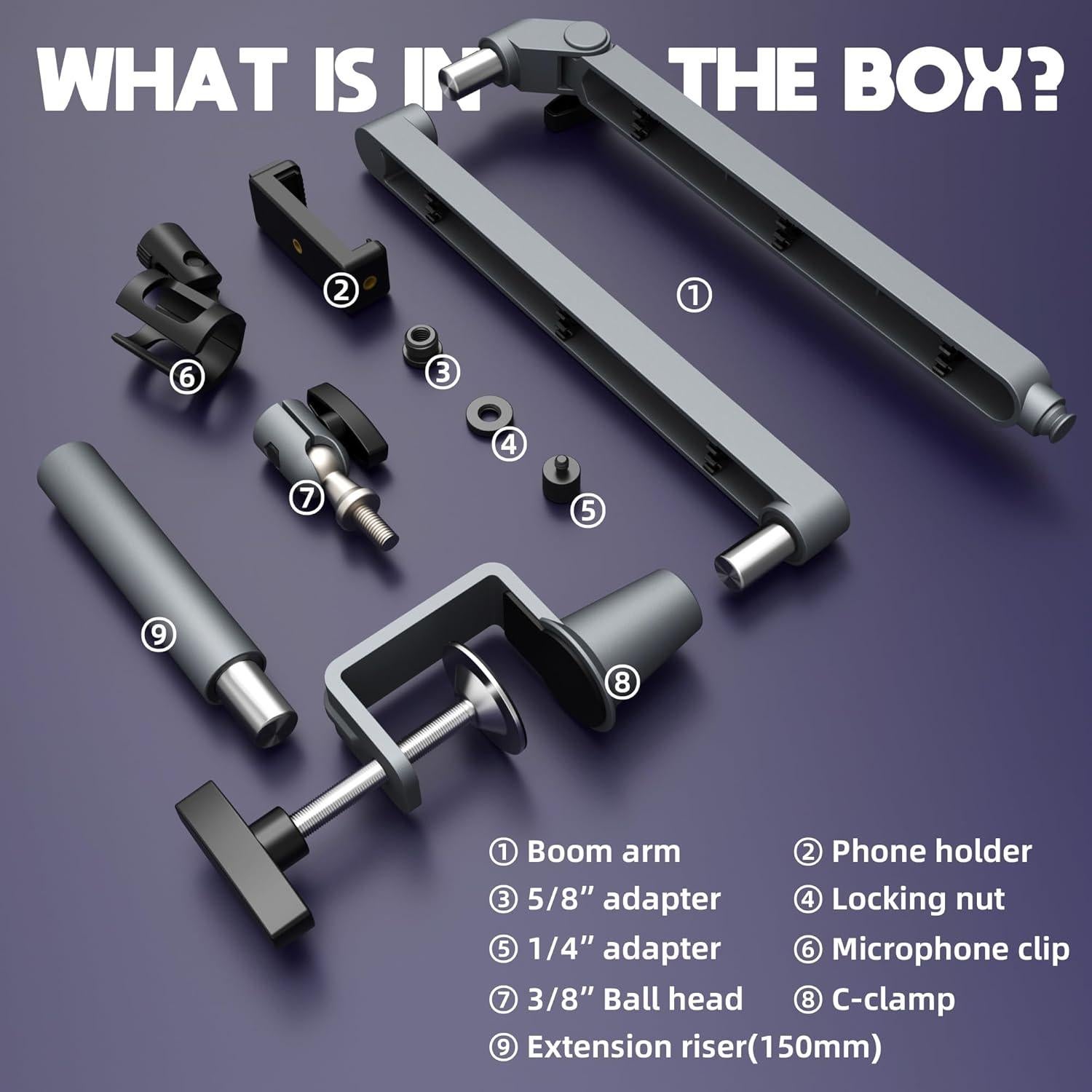 Brazo de Micrófono Ajustable AS17-GRIS para Blue Yeti y Shure