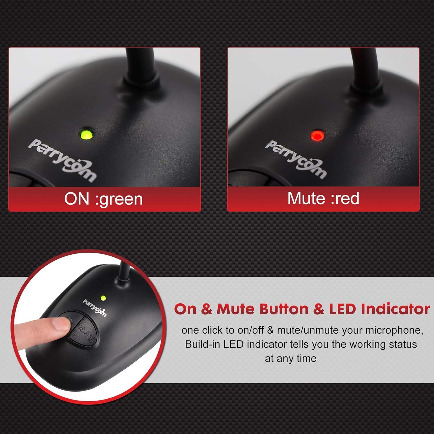 Micrófono USB Condensador Cardioide Perrycom MSD6 1.83m