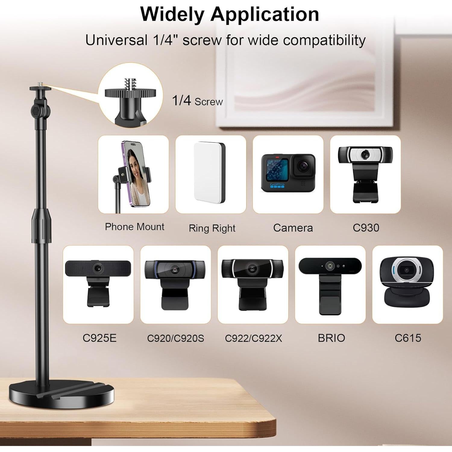 Soporte de trípode telescópico LenTok para webcam y teléfono