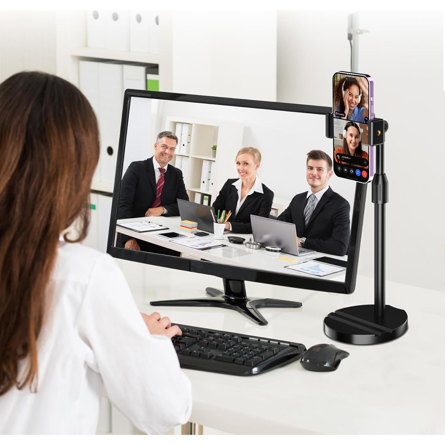 Soporte de trípode telescópico LenTok para webcam y teléfono