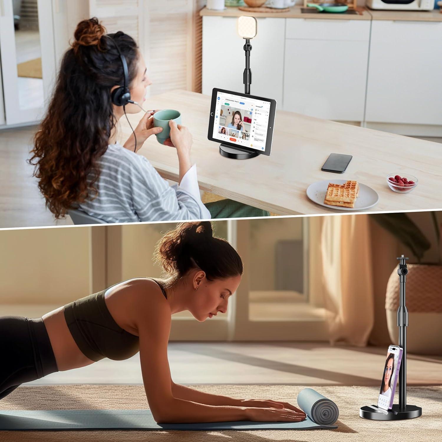 Soporte de trípode telescópico LenTok para webcam y teléfono