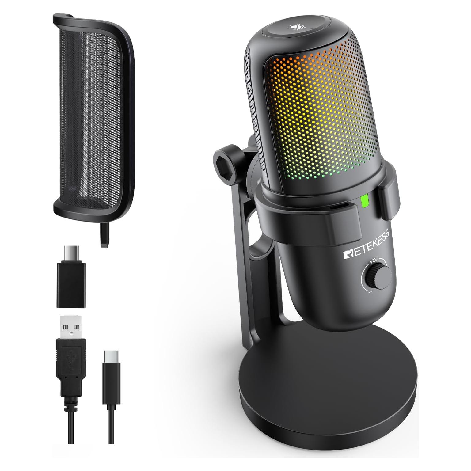 Micrófono de Condensador Retekess TG201 para Juegos y Streaming