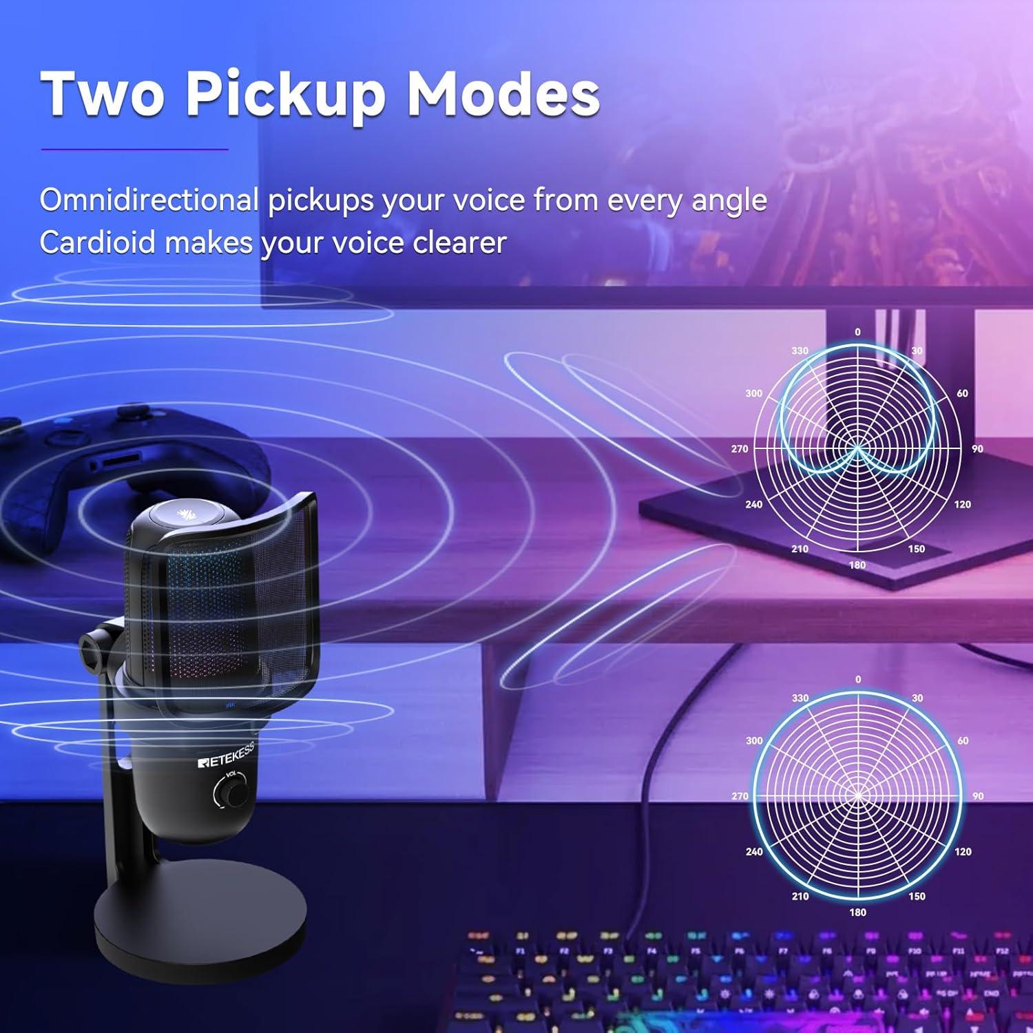 Micrófono de Condensador Retekess TG201 para Juegos y Streaming