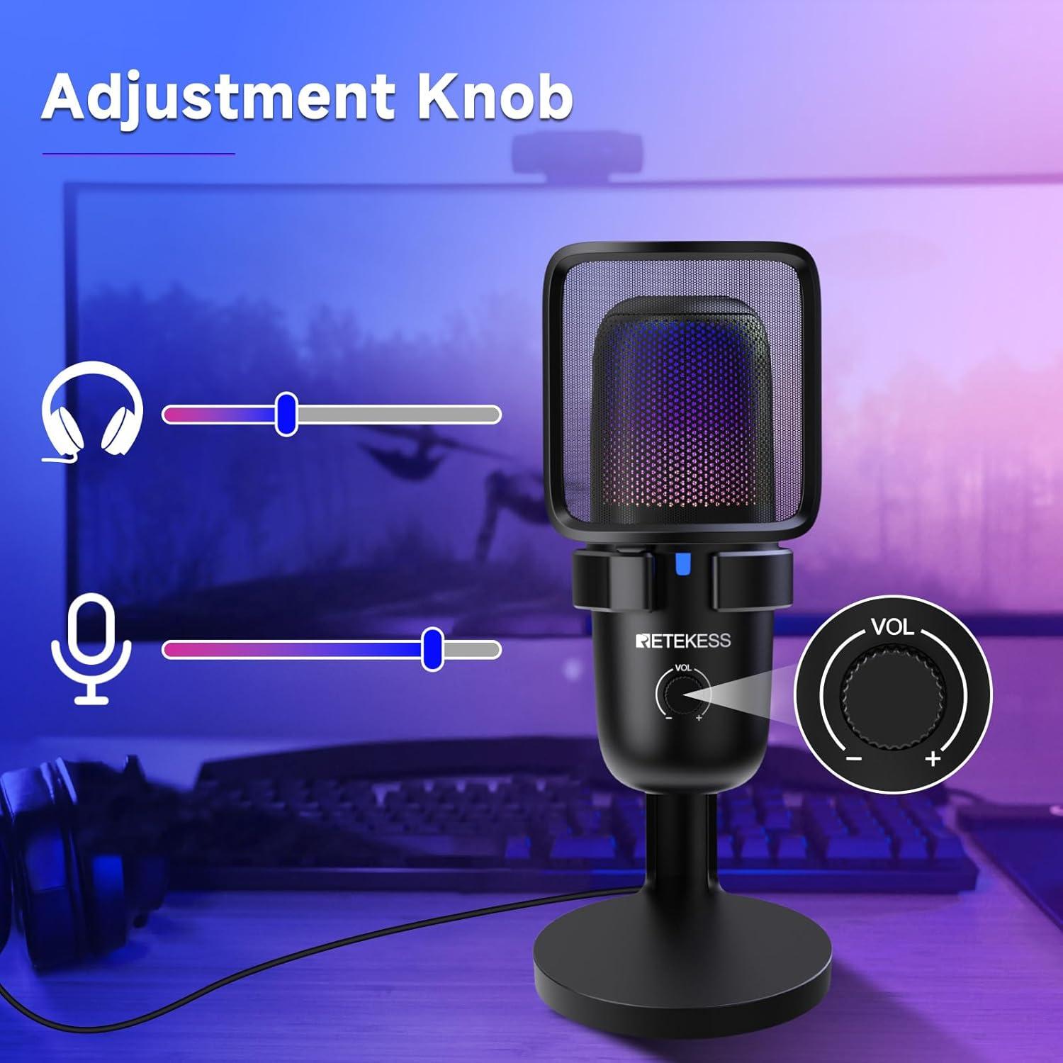 Micrófono de Condensador Retekess TG201 para Juegos y Streaming