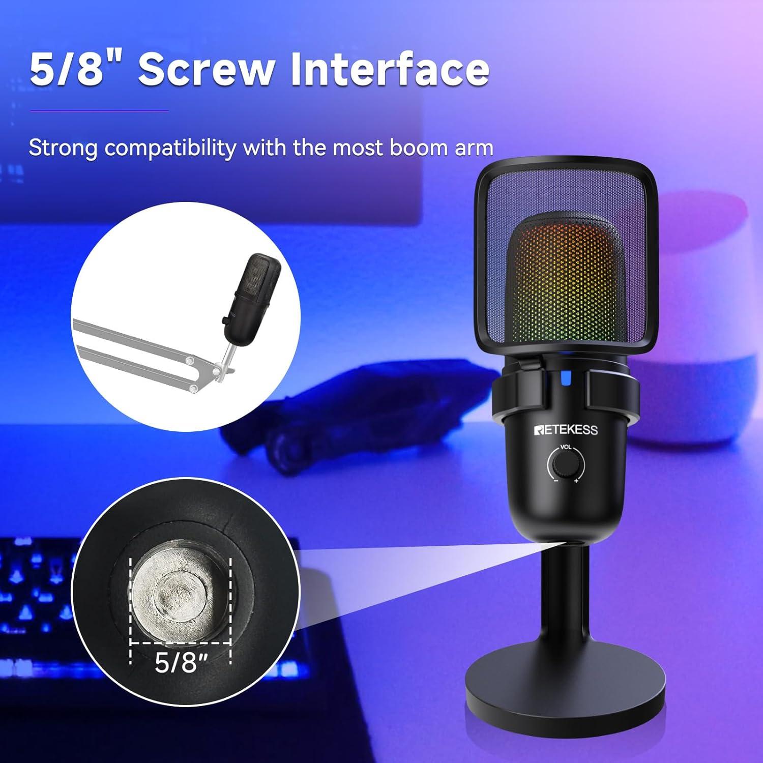 Micrófono de Condensador Retekess TG201 para Juegos y Streaming