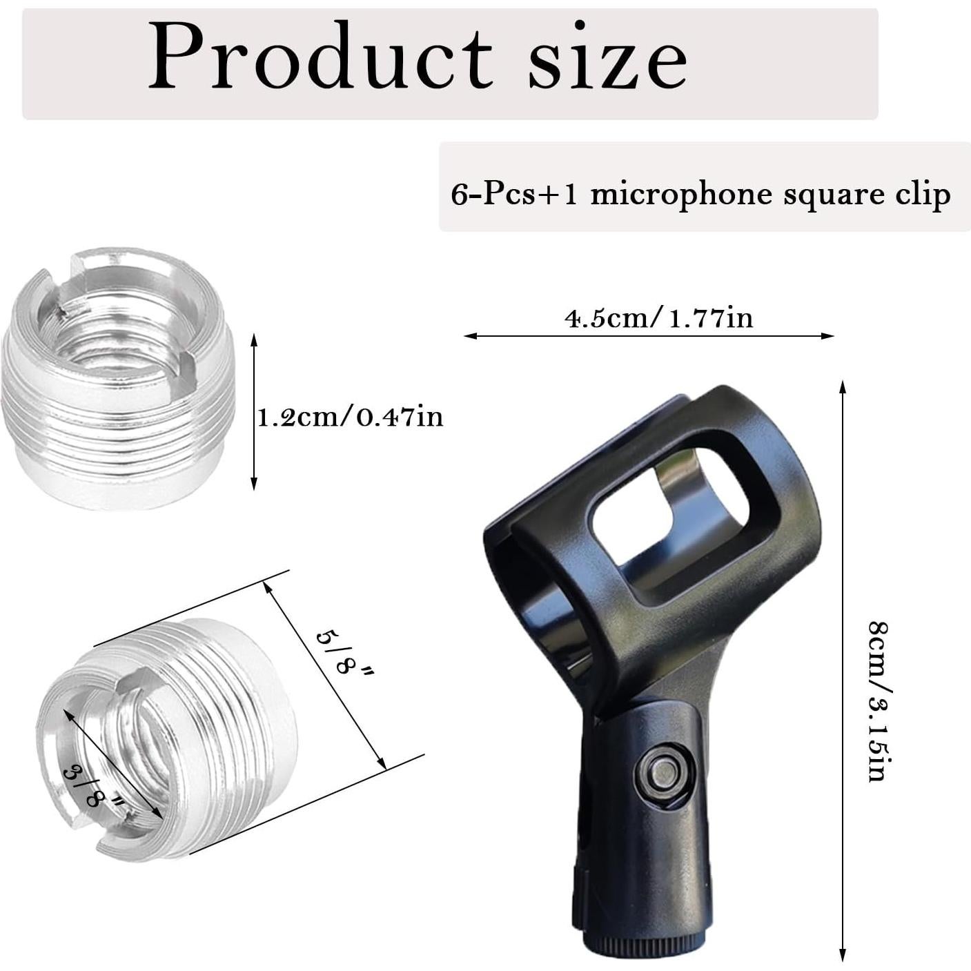 Adaptador Tornillo Micrófono 6 Pcs Plata 3/8" a 5/8"