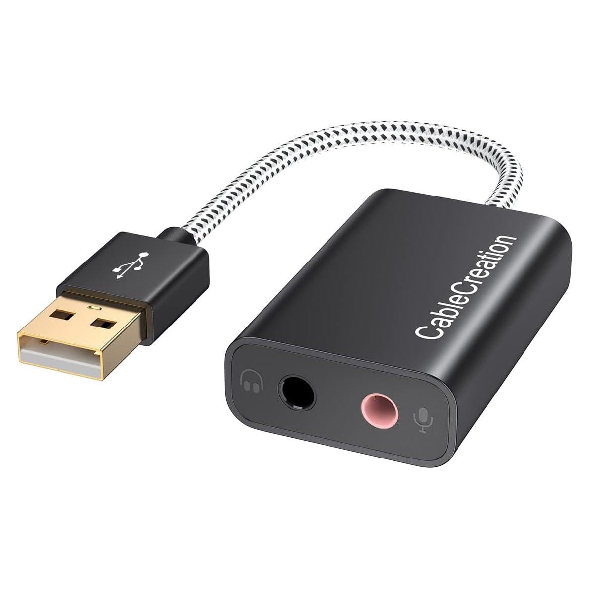 Adaptador de Audio USB CableCreation con Jack 3.5mm Negro