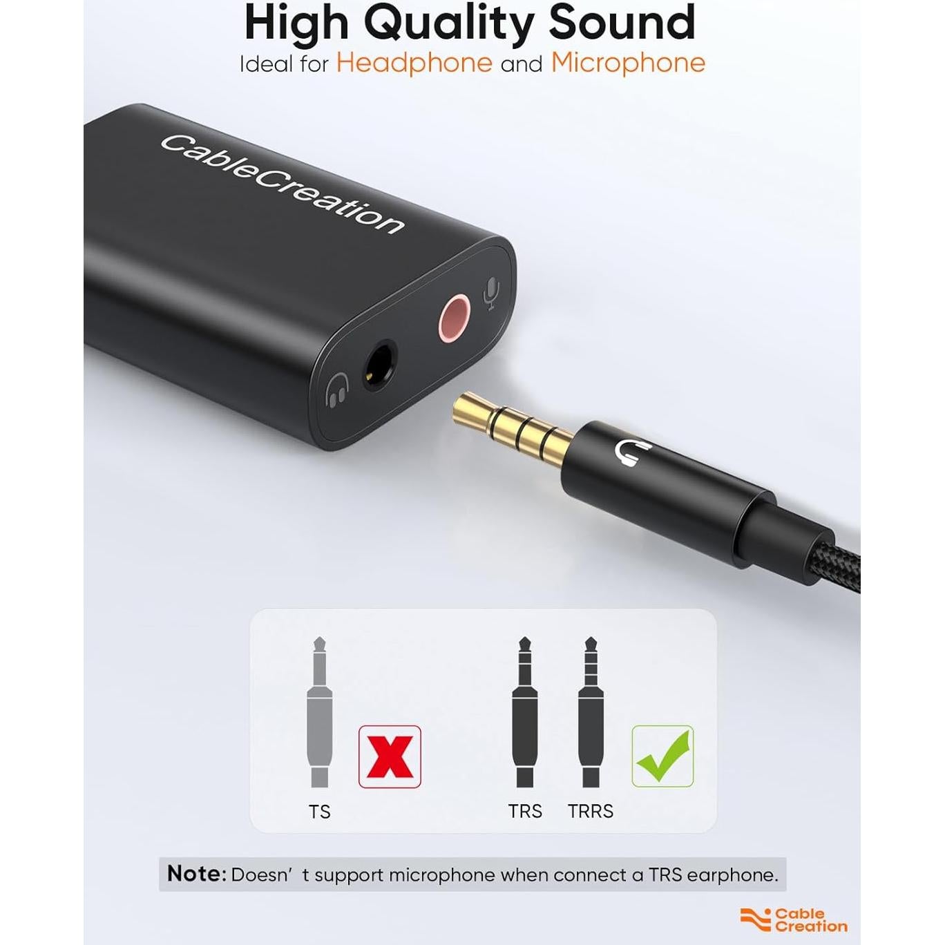 Adaptador de Audio USB CableCreation con Jack 3.5mm Negro