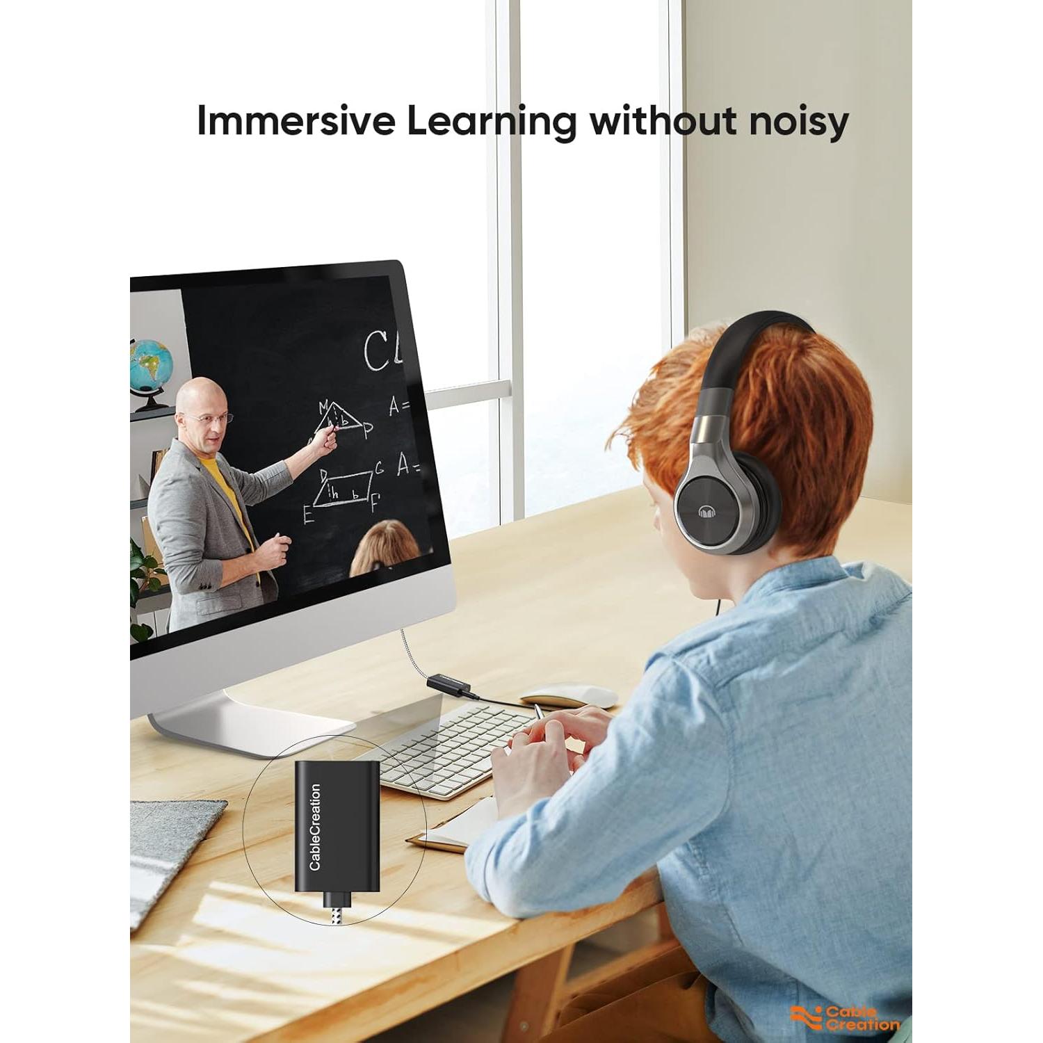 Adaptador de Audio USB CableCreation con Jack 3.5mm Negro