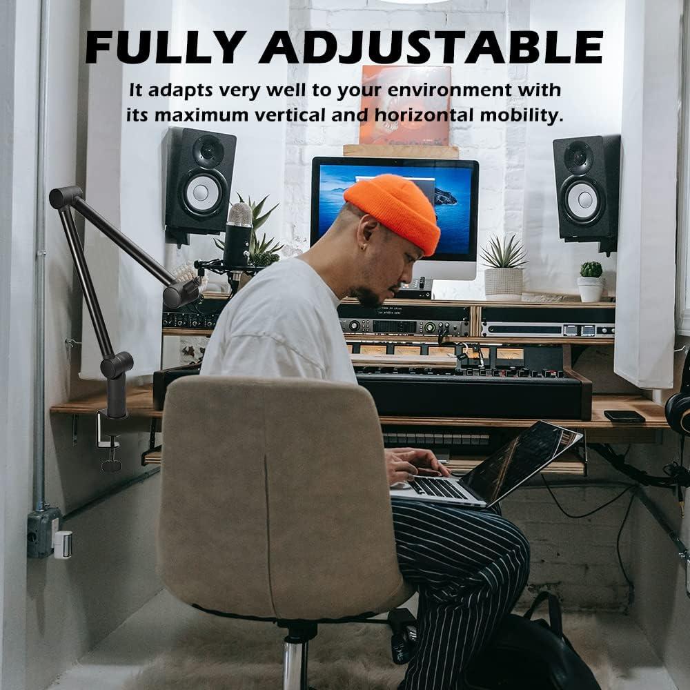 Soporte de Micrófono BOMGE Ajustable 800mm Negro para Streaming