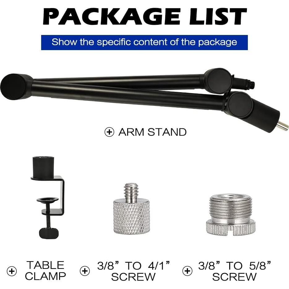 Soporte de Micrófono BOMGE Ajustable 800mm Negro para Streaming